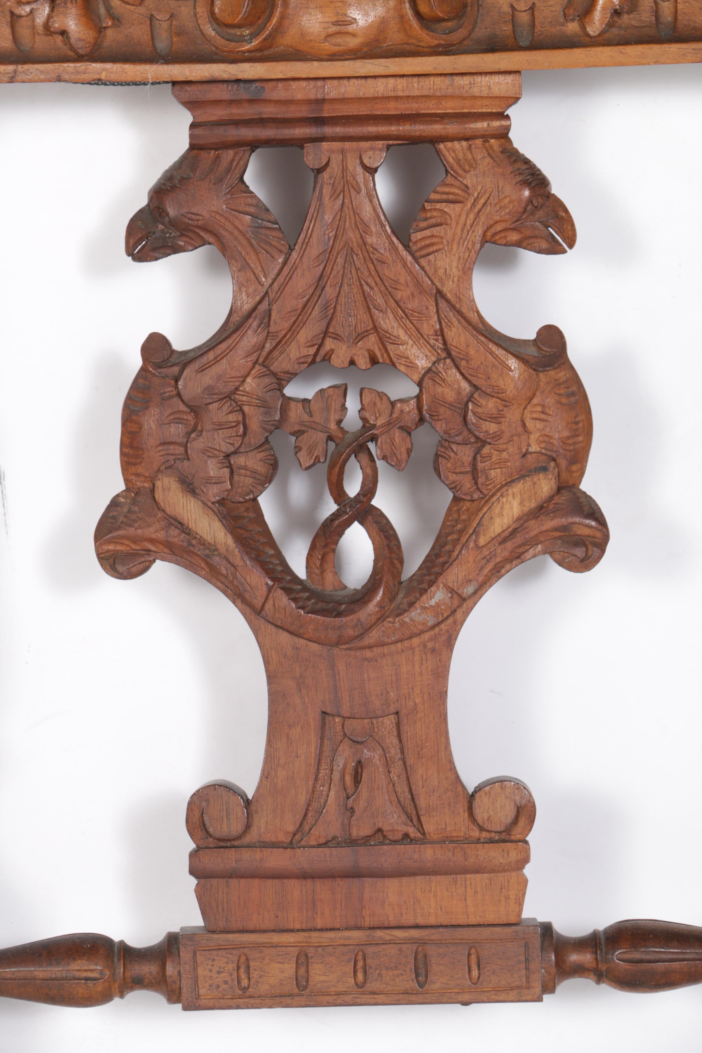 Antique French Renaissance Revival Walnut Chair Back Wall Hanging