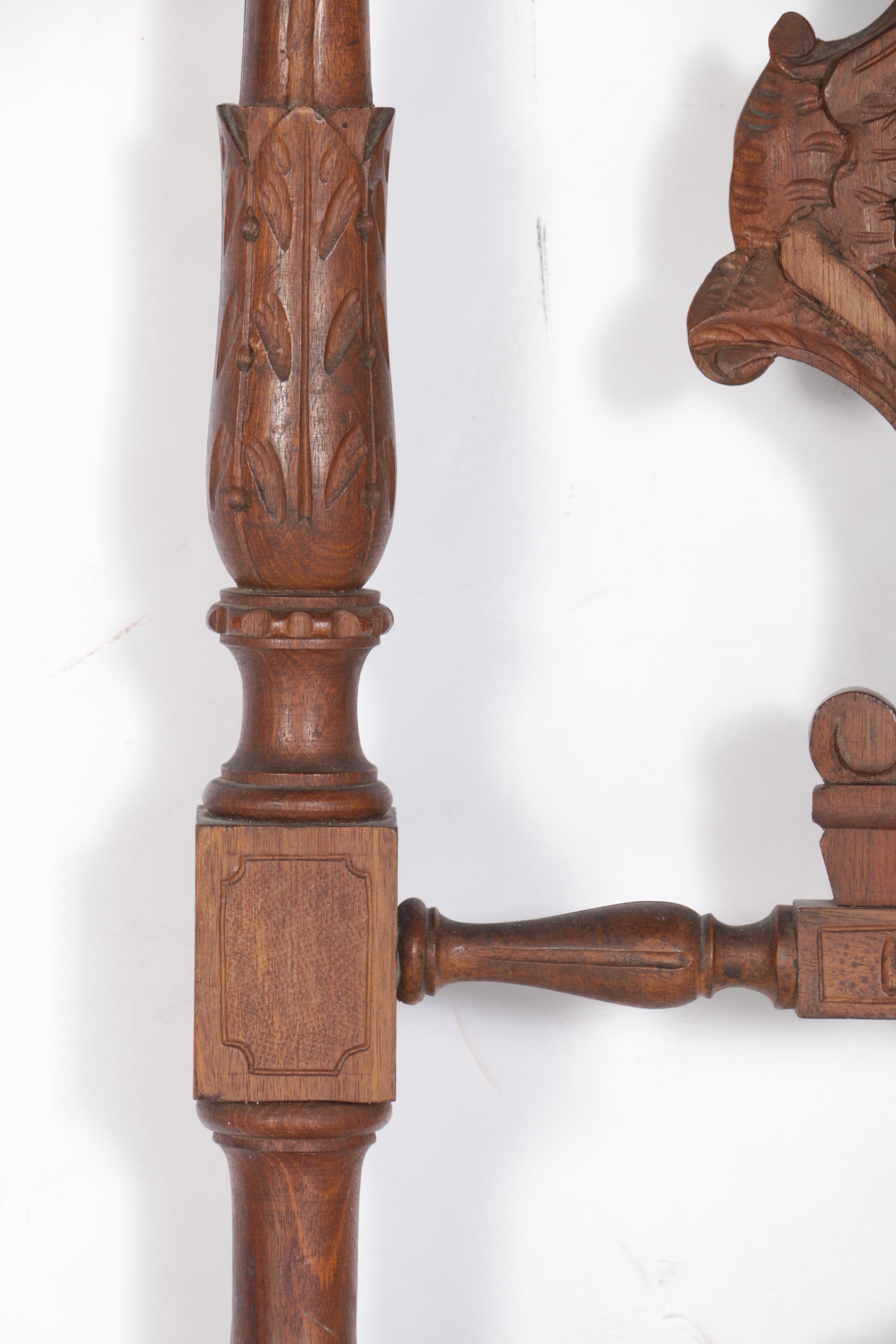 Antique French Renaissance Revival Walnut Chair Back Wall Hanging