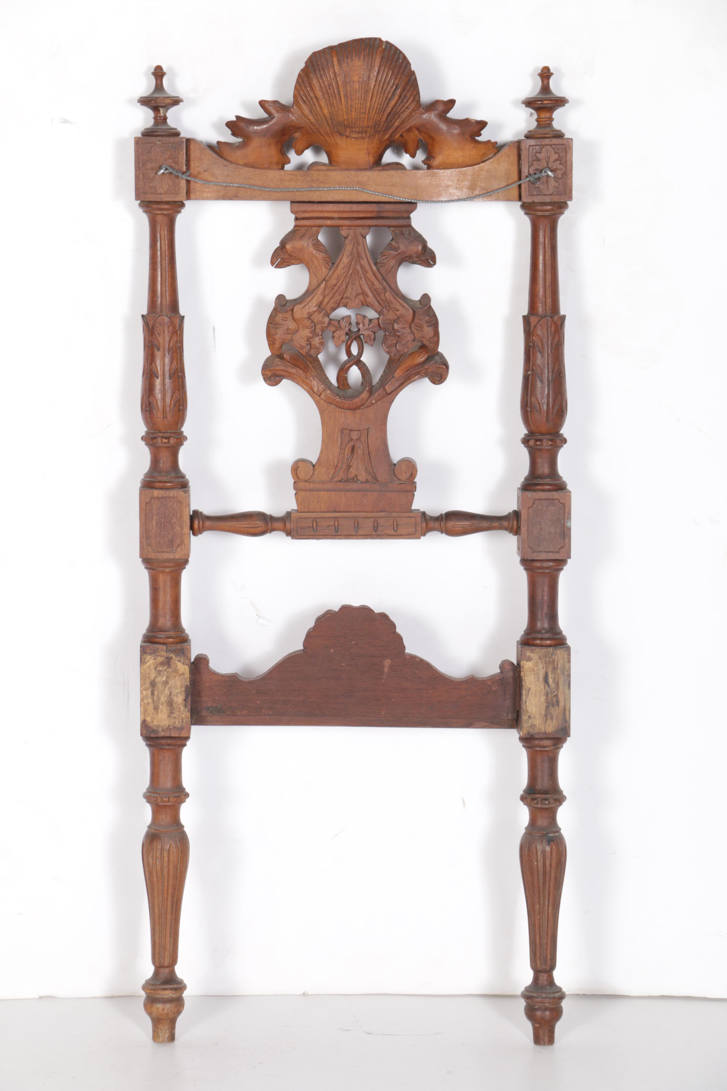 Antique French Renaissance Revival Walnut Chair Back Wall Hanging