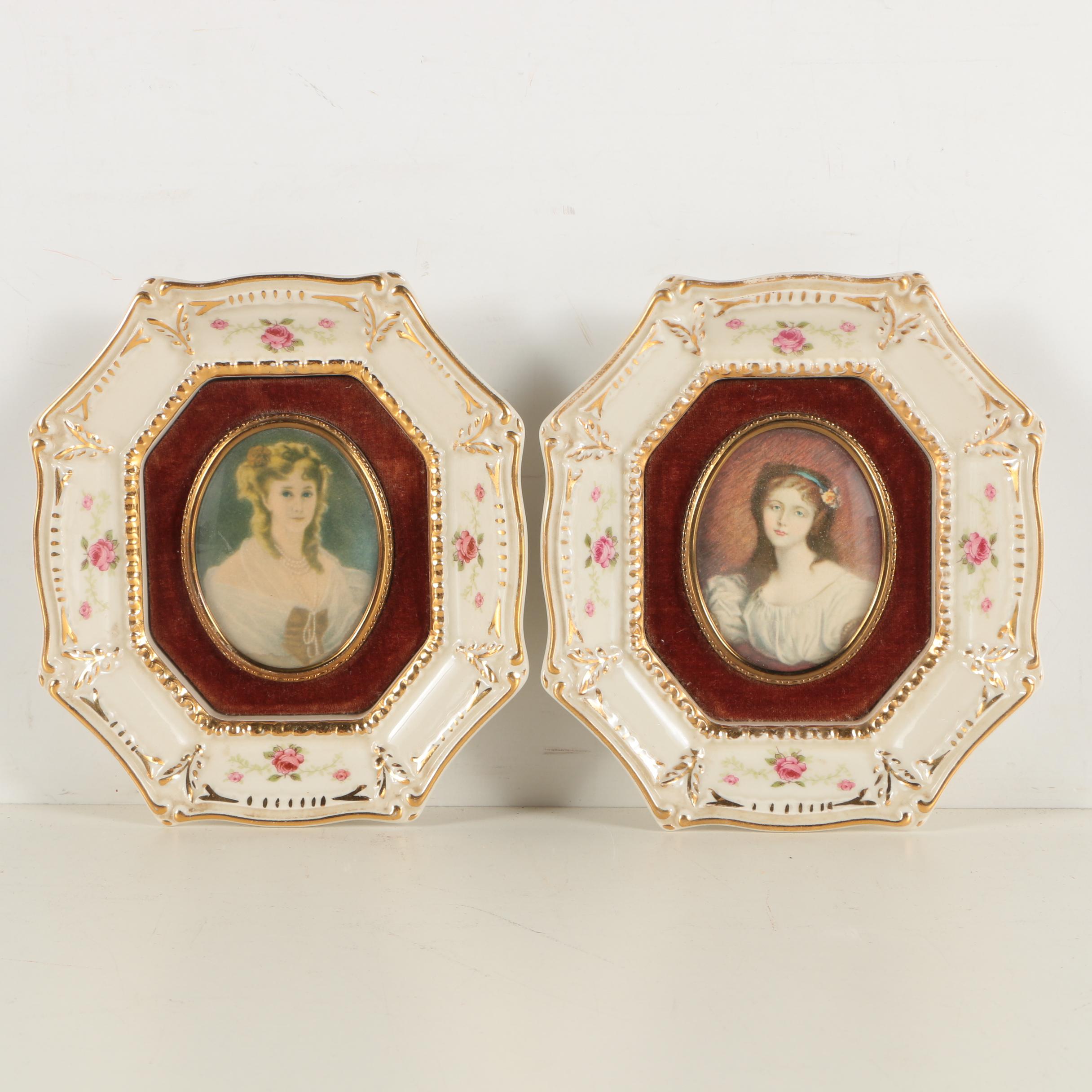 Cameo Creation Offset Lithograph Portraits in Porcelain Frames