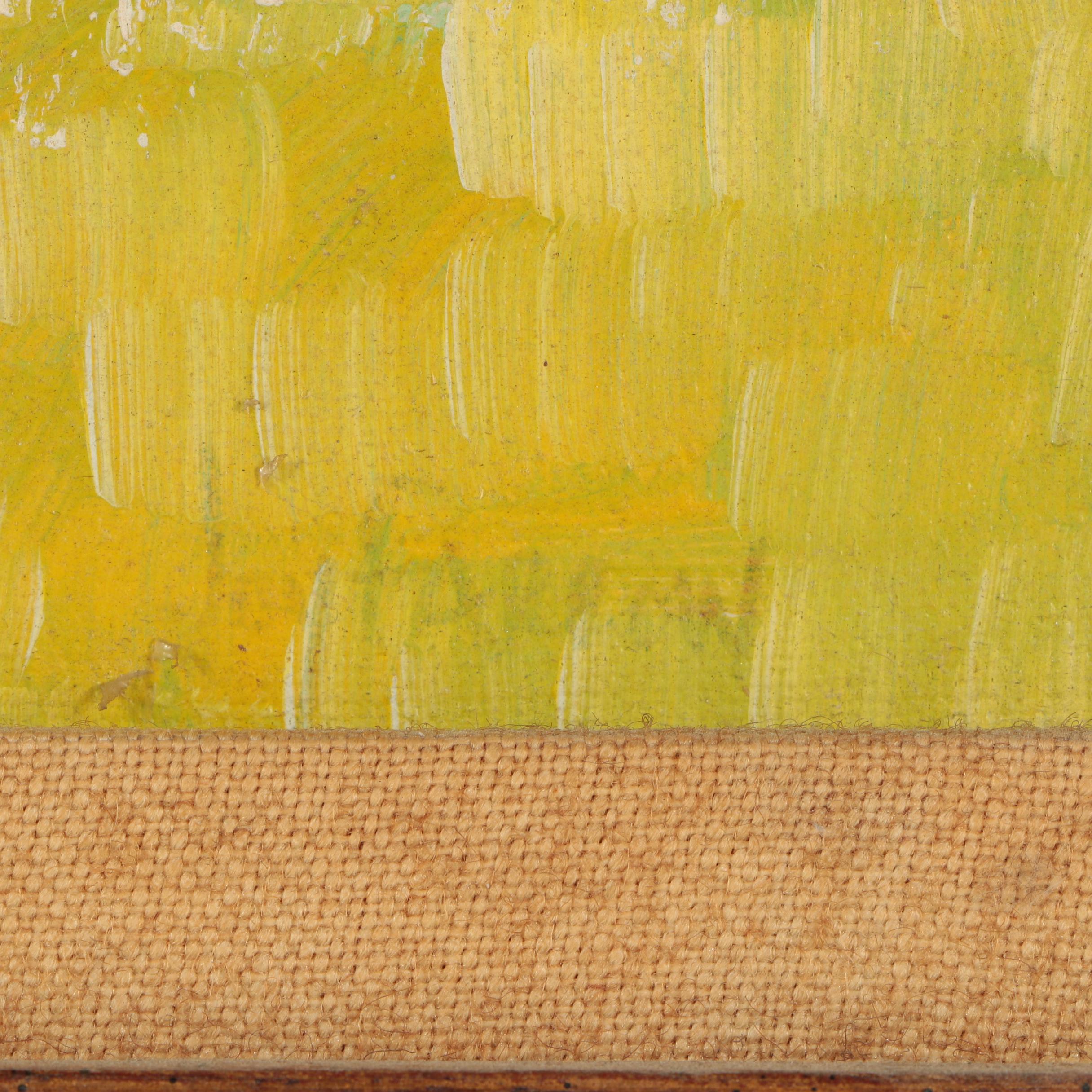 Farron Late 20th Century Oil Painting of Girl Standing in a Golden Field