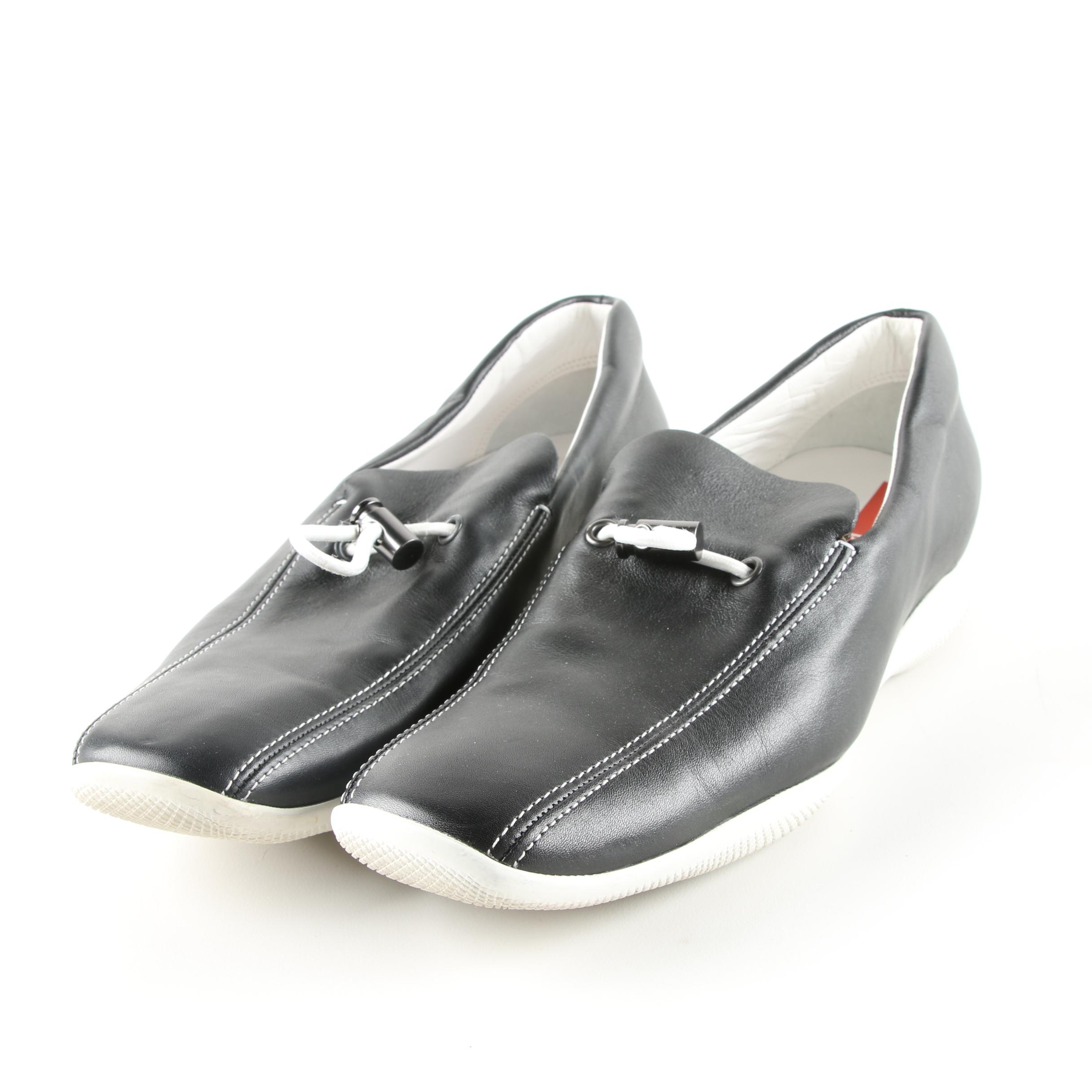 Women's Prada Leather Drawstring Loafers