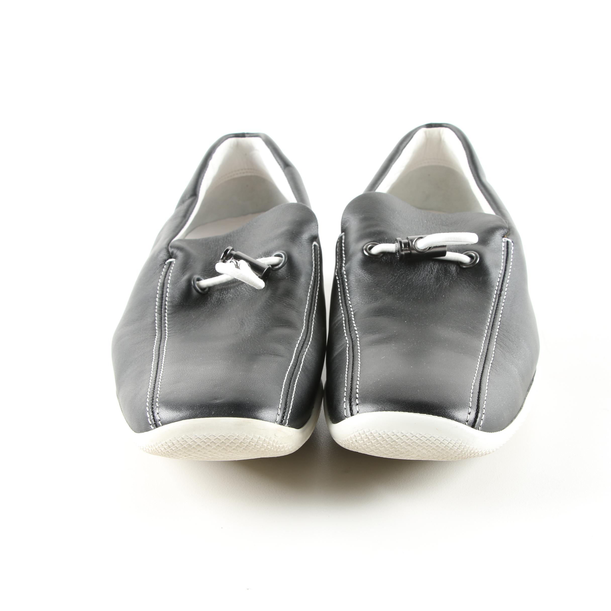 Women's Prada Leather Drawstring Loafers