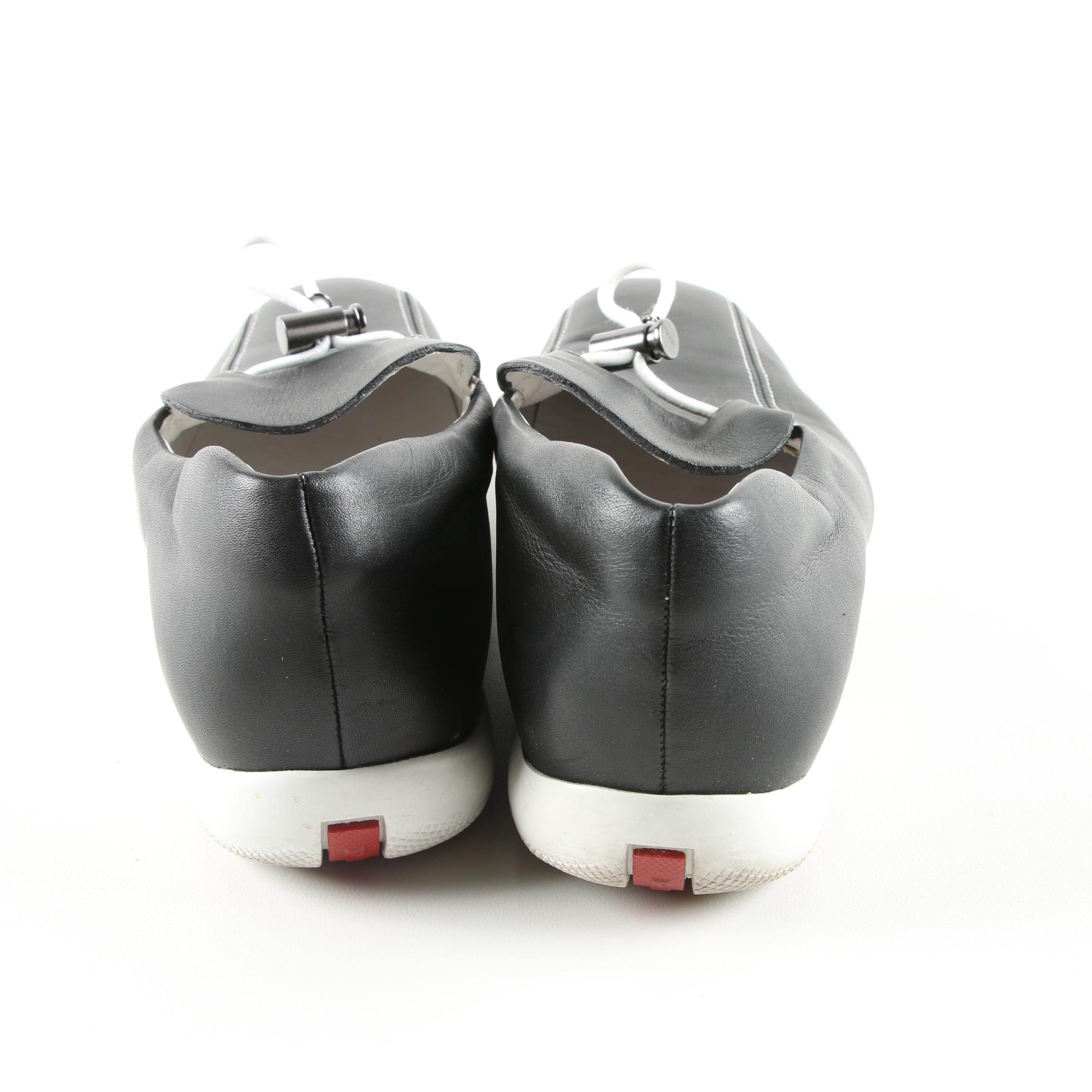 Women's Prada Leather Drawstring Loafers