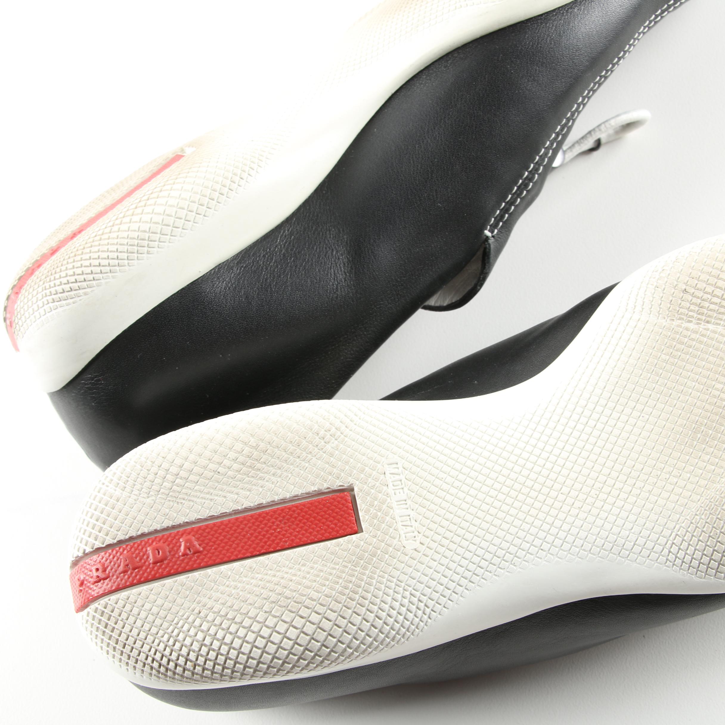 Women's Prada Leather Drawstring Loafers