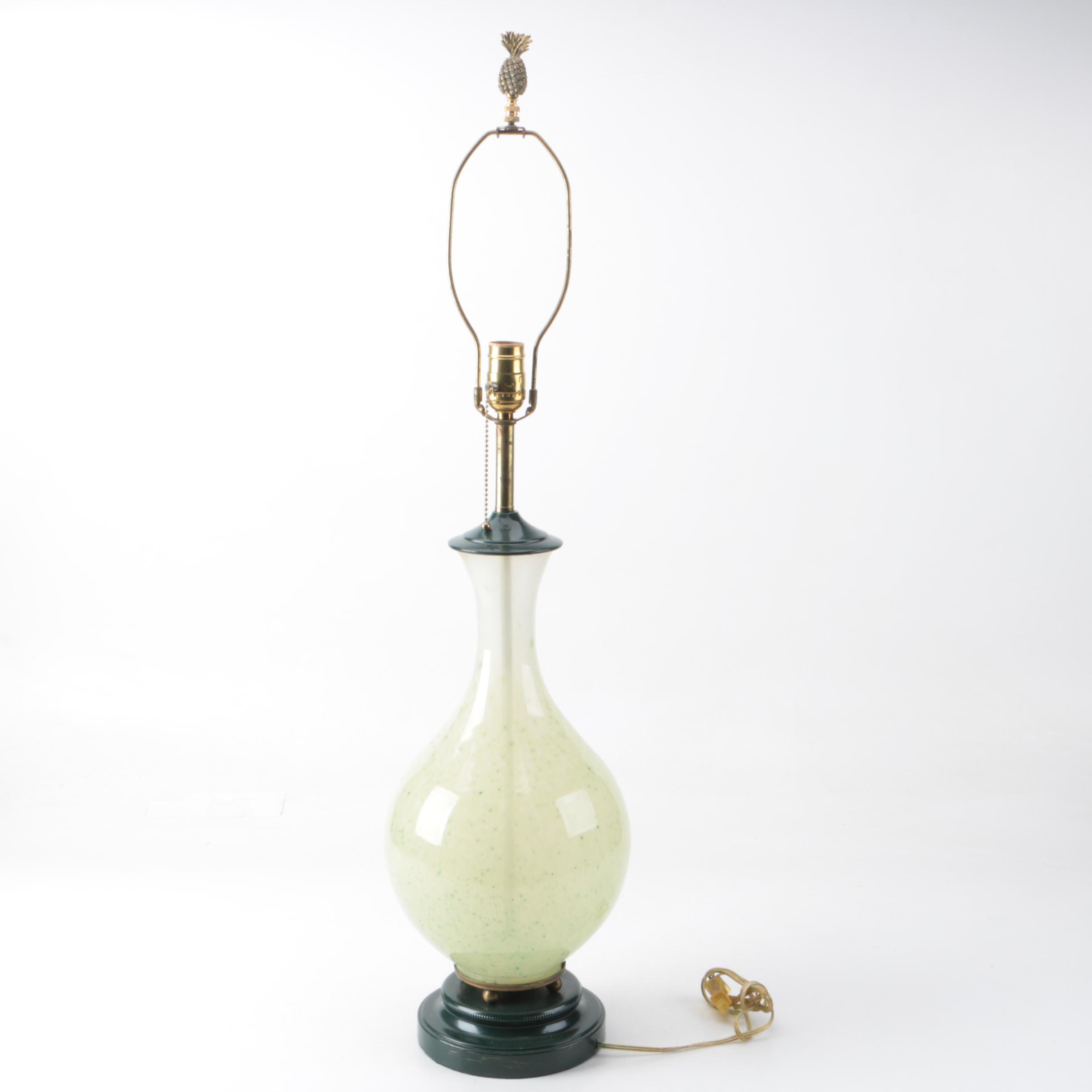 Vintage Green Glass Table Lamp