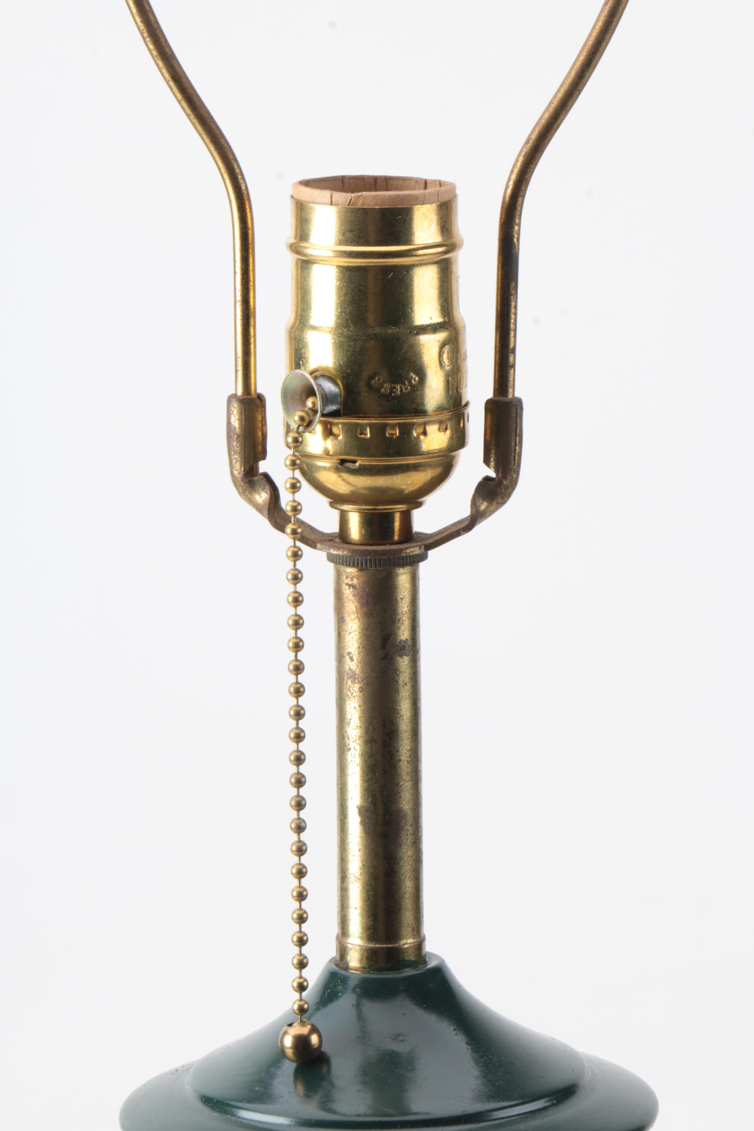 Vintage Green Glass Table Lamp