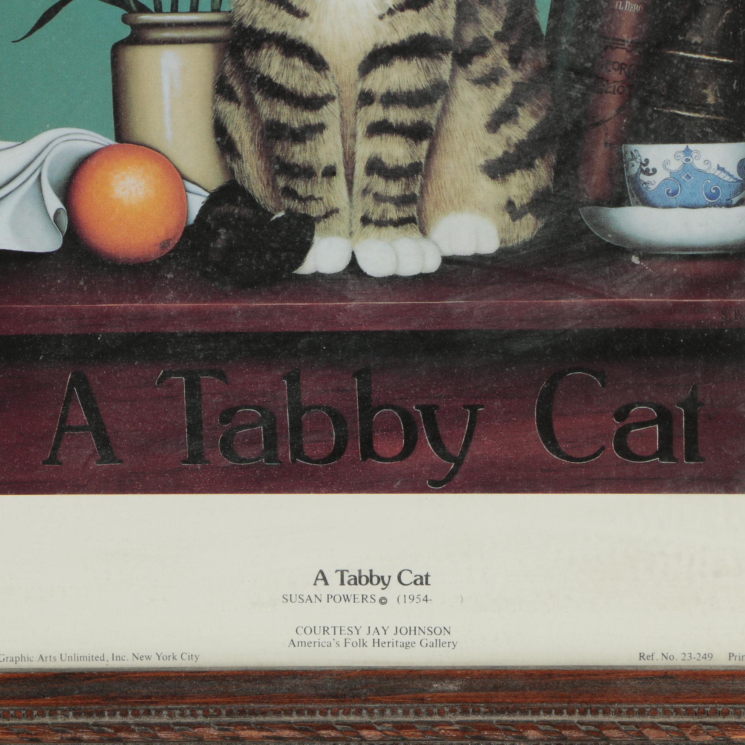 Offset Lithographs After Powers "A Tabby Cat" and "Silver Tabby with Carnation"