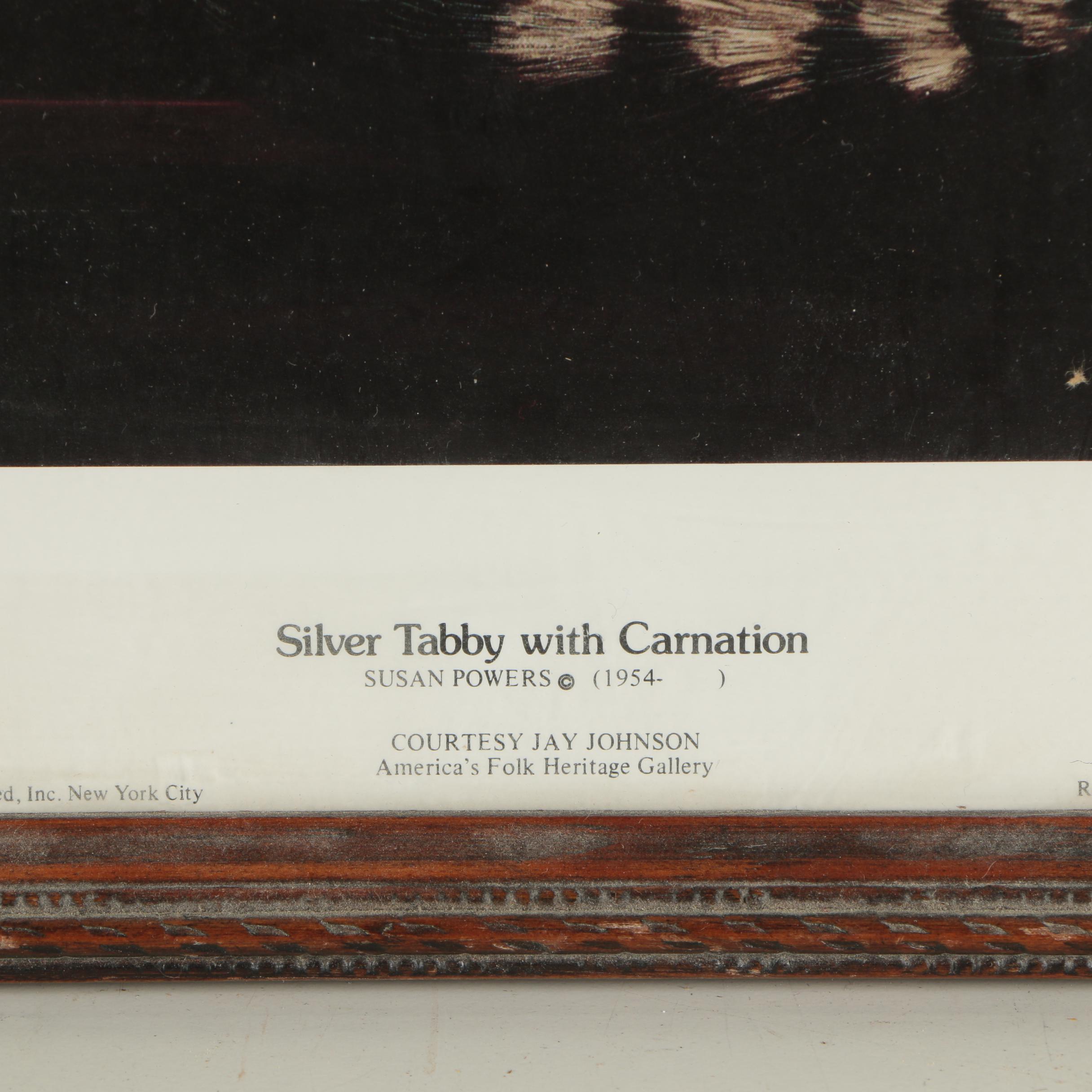 Offset Lithographs After Powers "A Tabby Cat" and "Silver Tabby with Carnation"