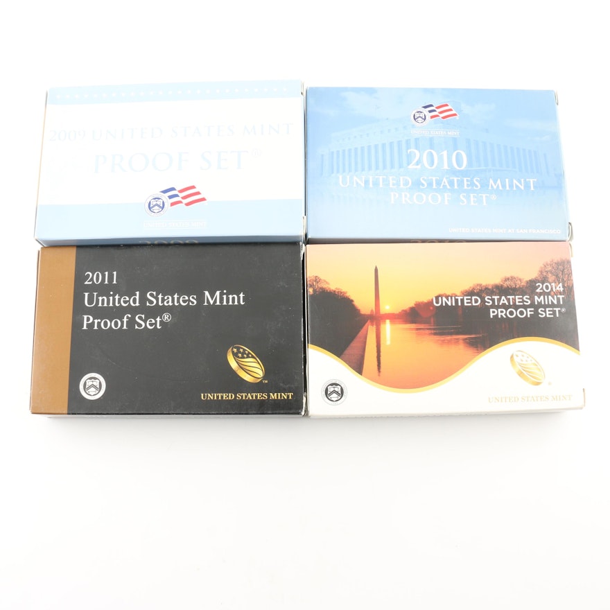 Group of Four U.S. Mint Proof Sets Including: 2009, 2010, 2011, and 2014