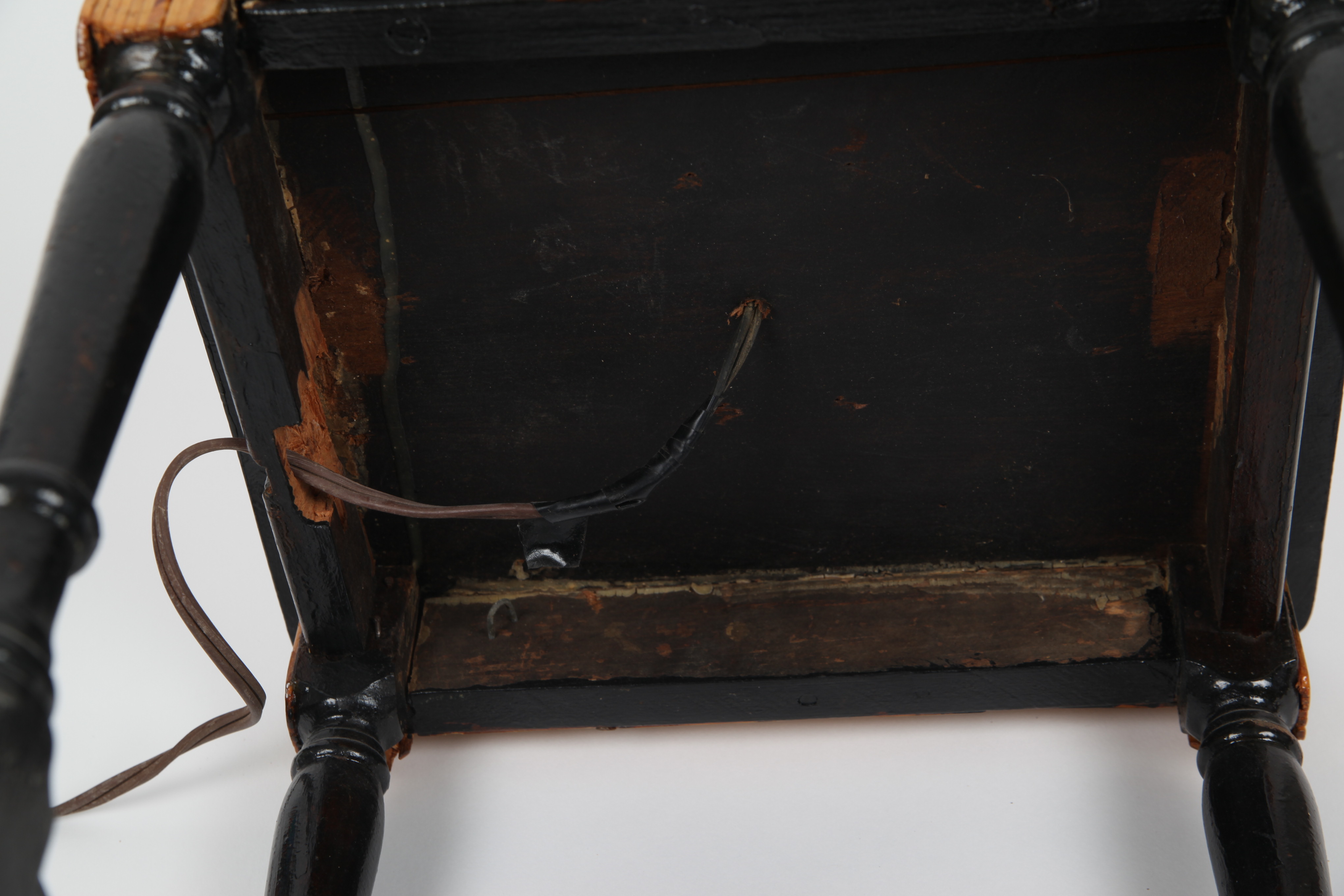 Vintage Handcrafted Wood Matchstick Table Lamp with Table