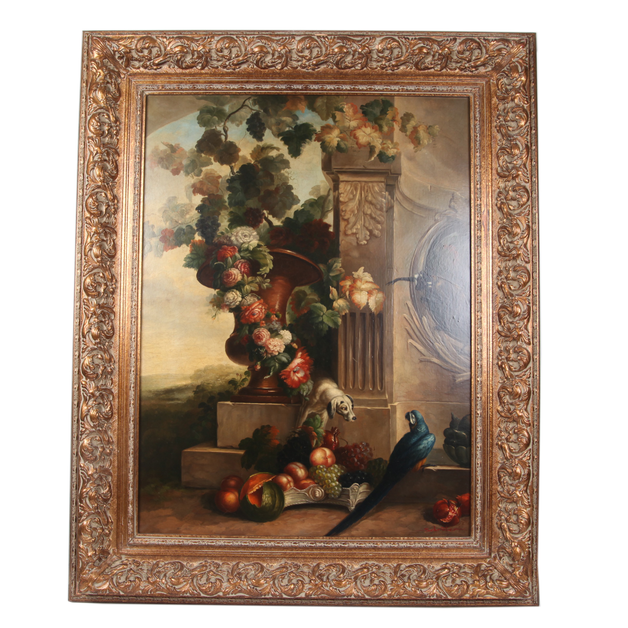 Schroter Oil Painting of 18th Century French Scene