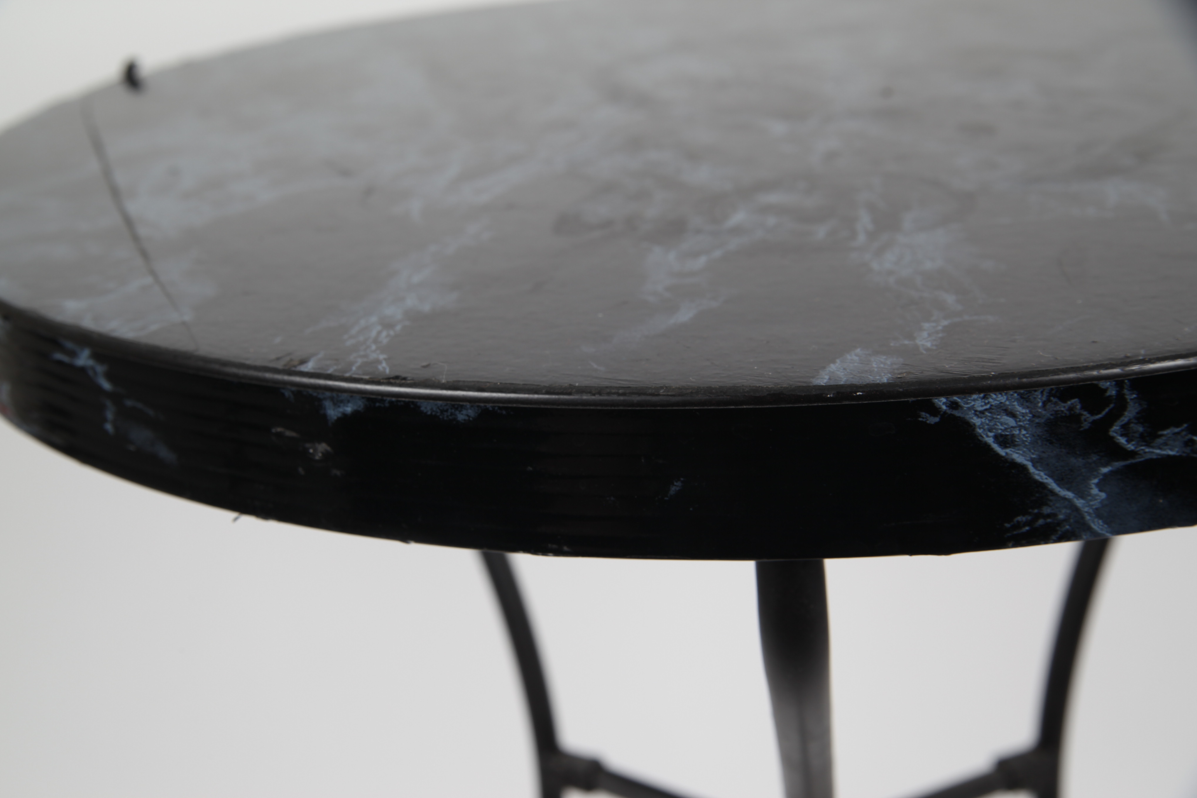 Faux Marble Top Table with Metal Base