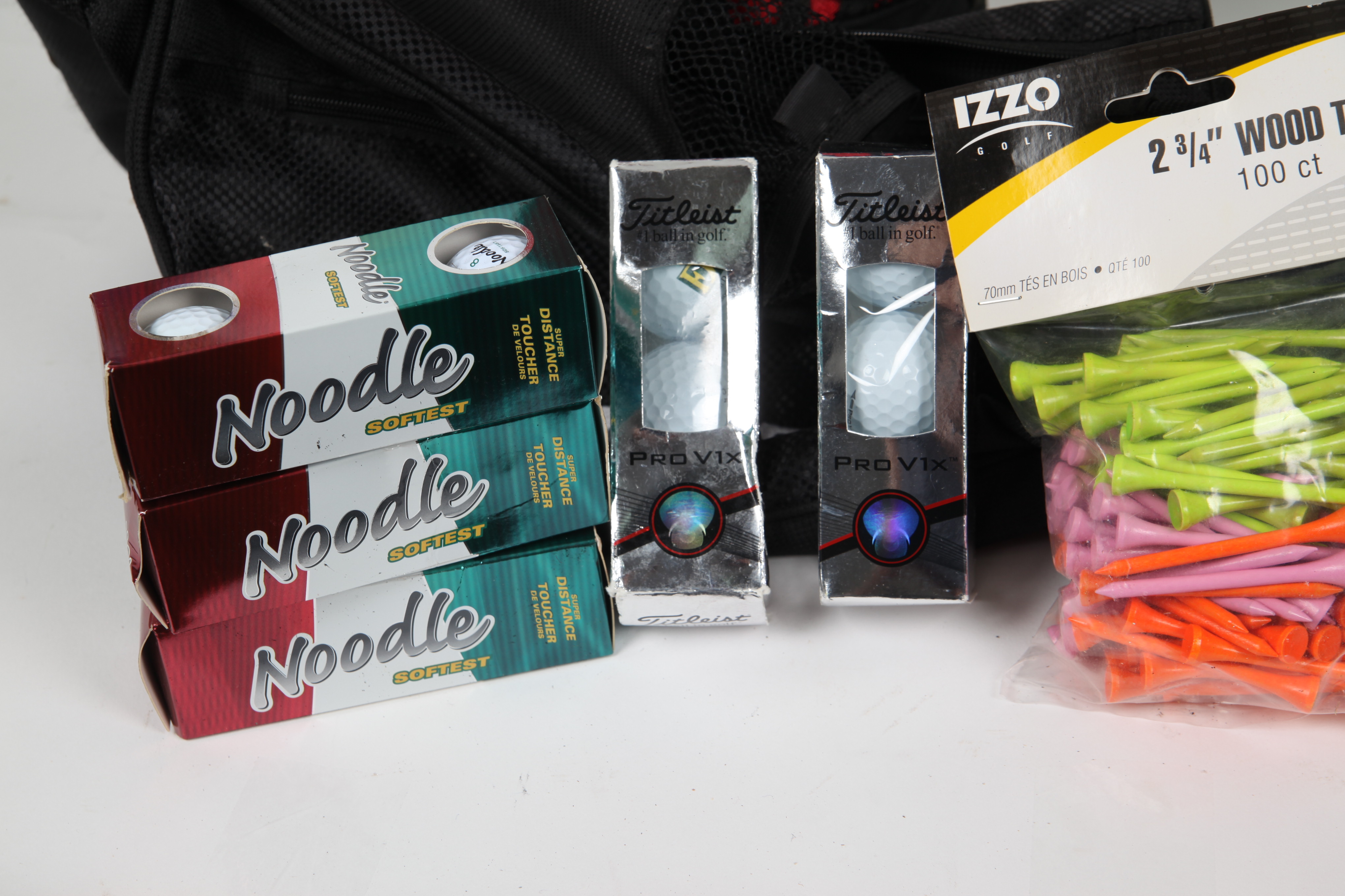 Golf Bags, Clubs, Balls, and Tees