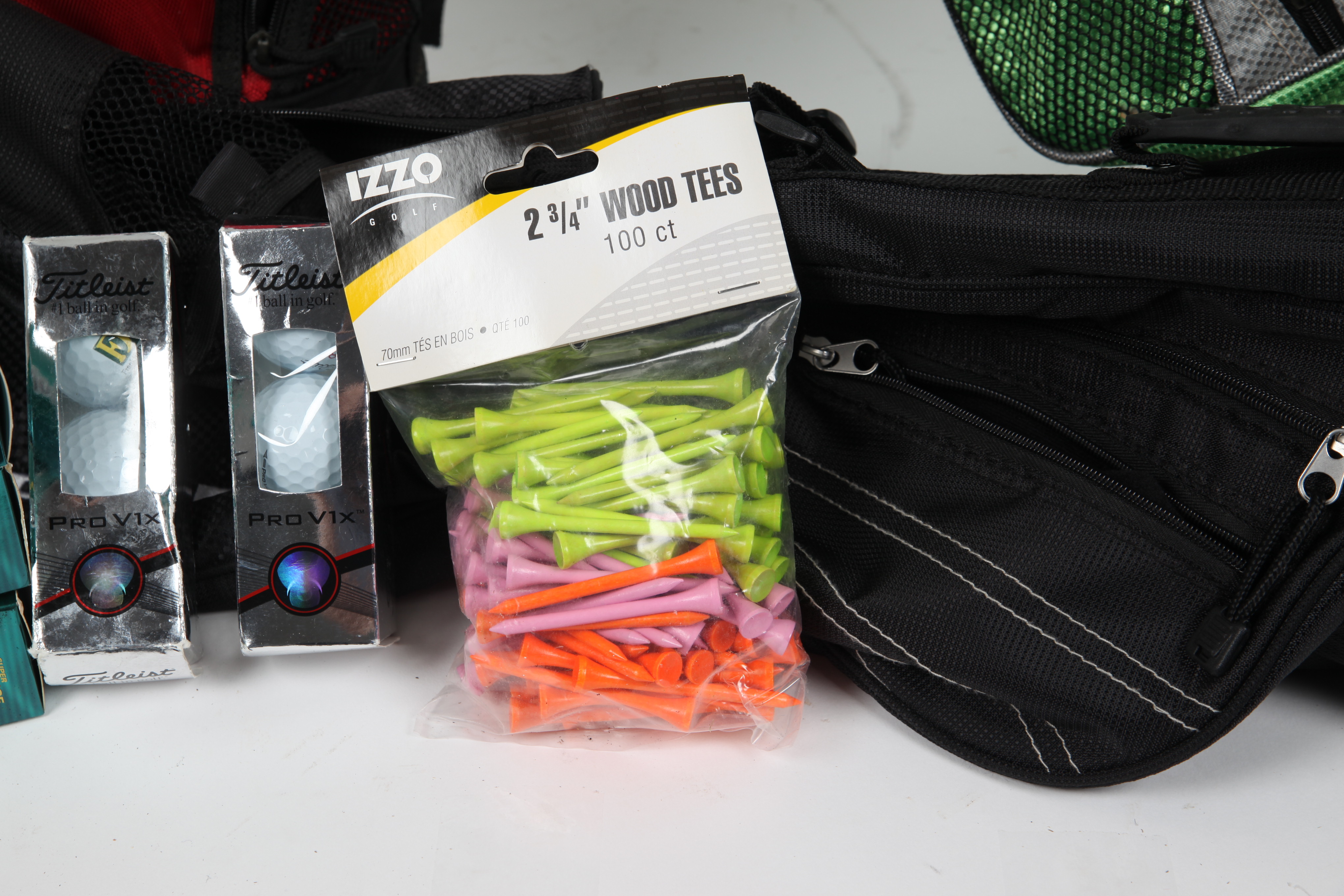 Golf Bags, Clubs, Balls, and Tees