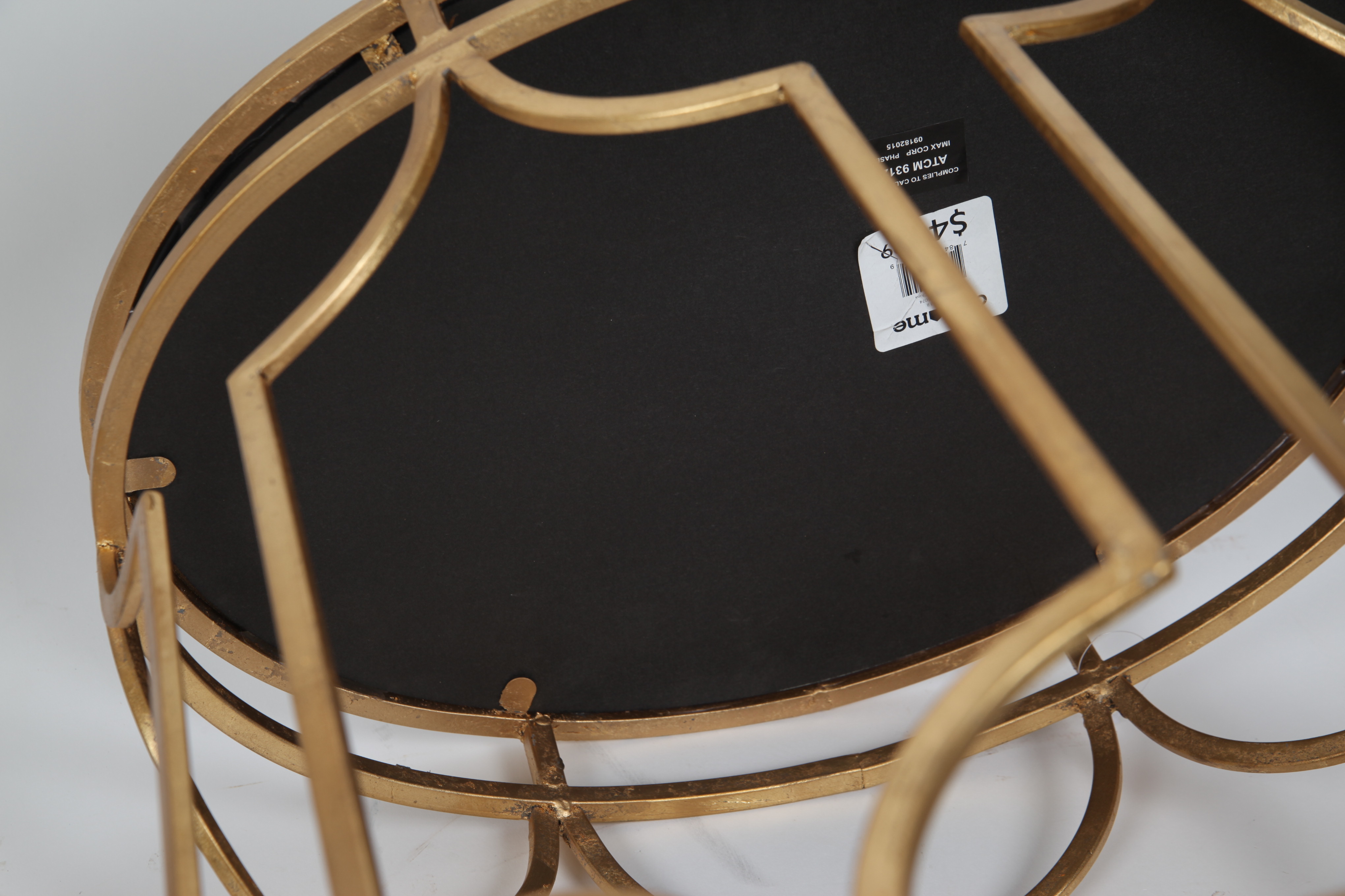 Pair of Metal Drum Tables with Glass Tops