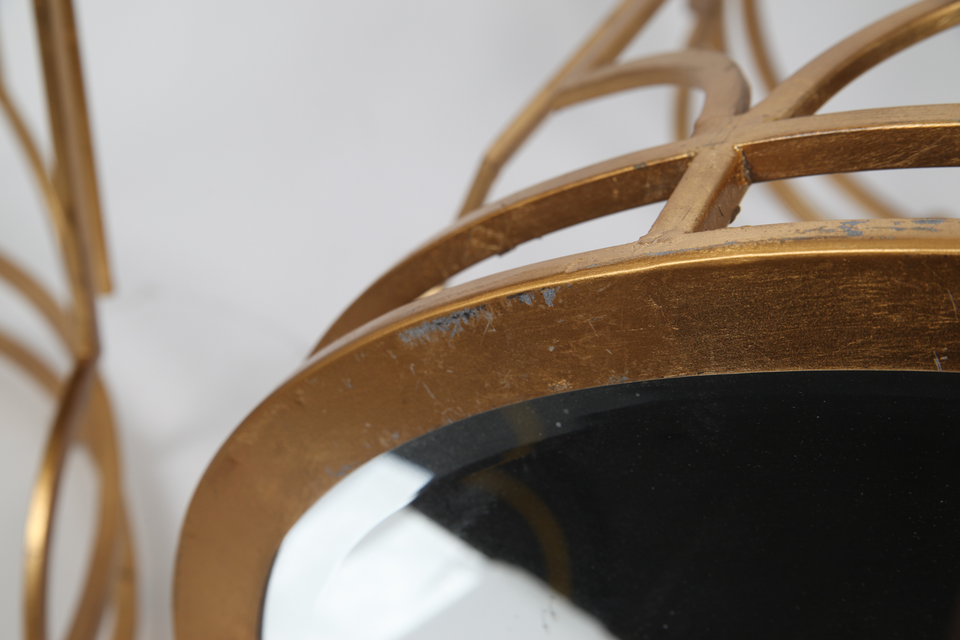 Pair of Metal Drum Tables with Glass Tops