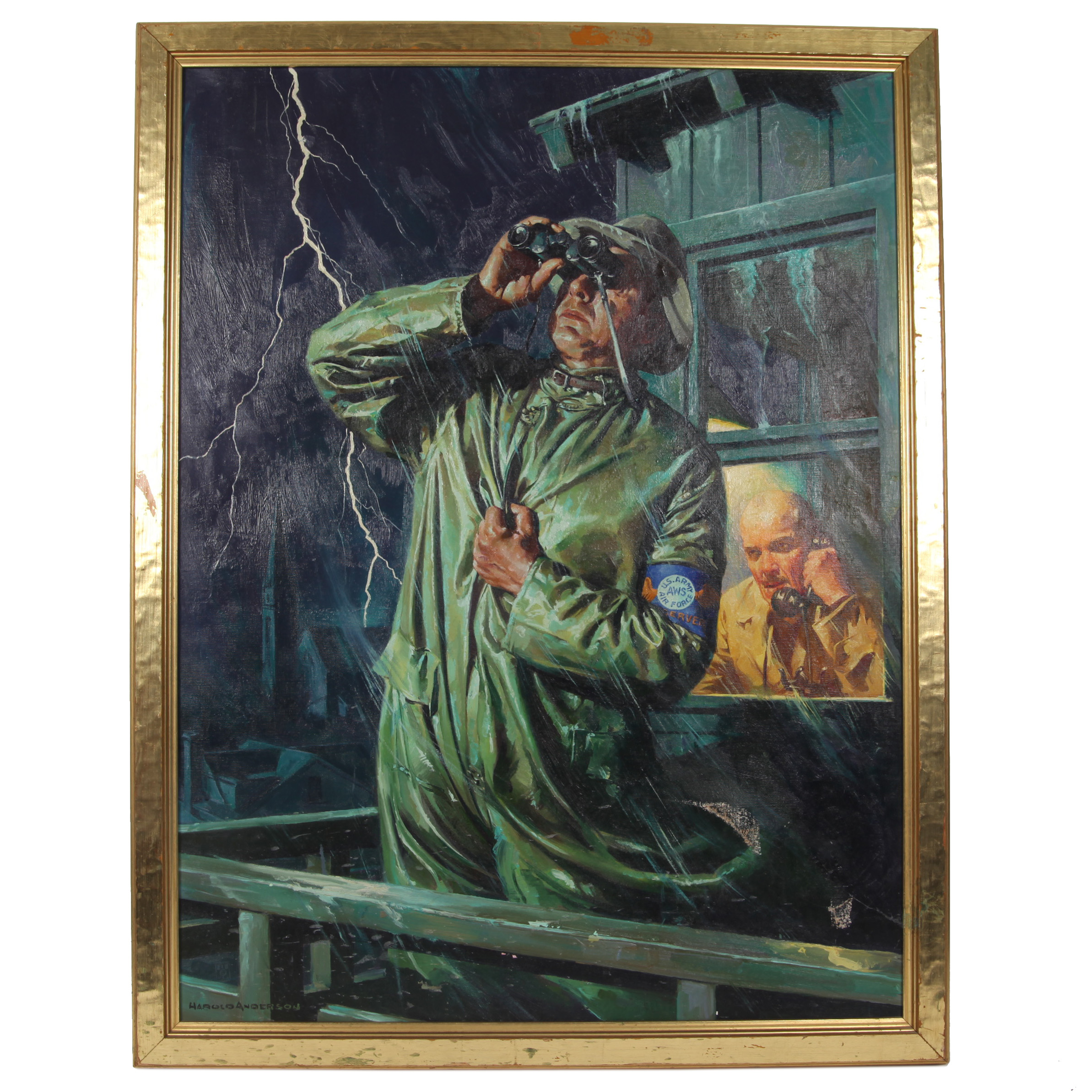Harold Anderson Oil Painting On Canvas "Vigilant in the Storm"