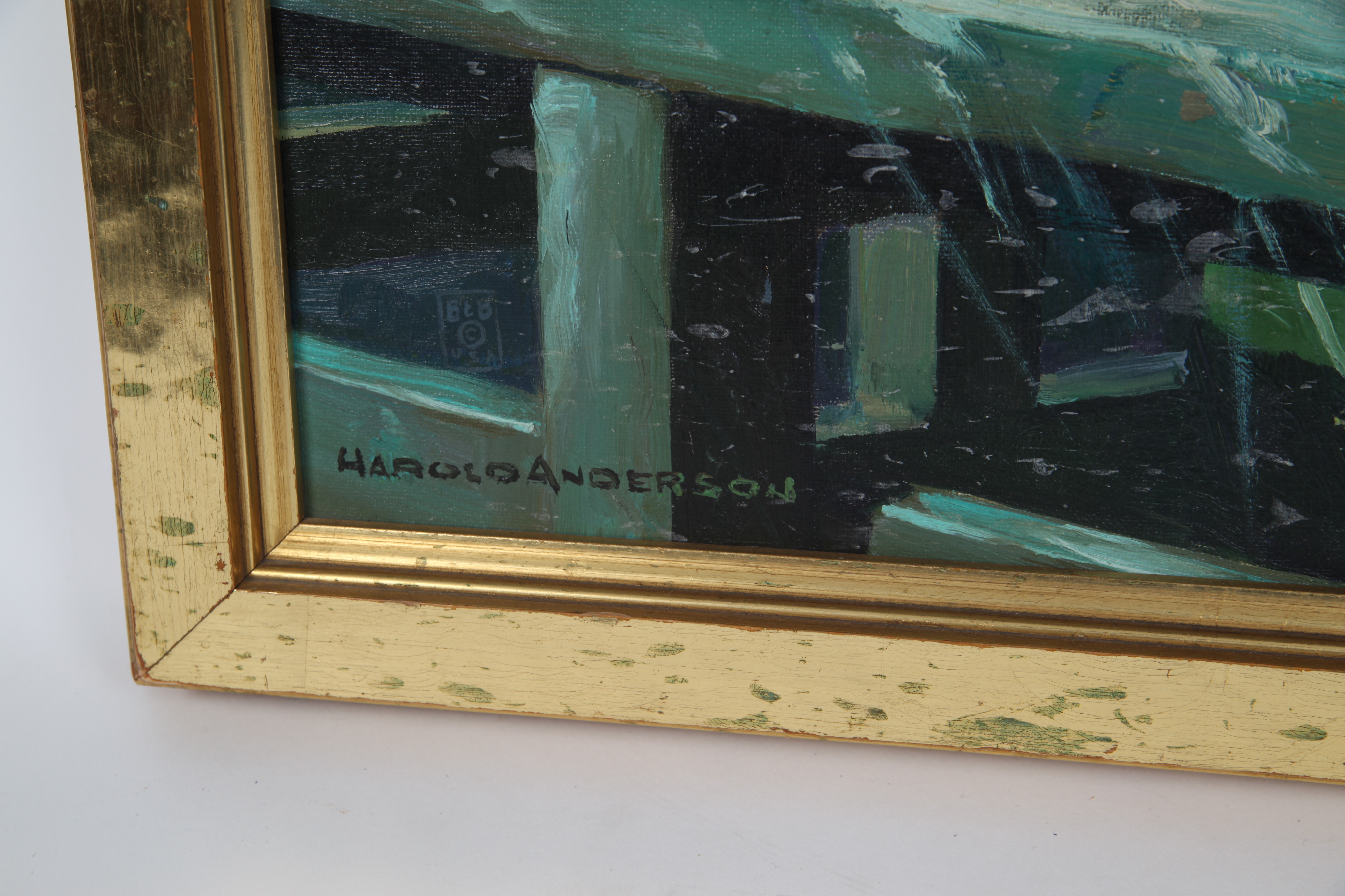 Harold Anderson Oil Painting On Canvas "Vigilant in the Storm"