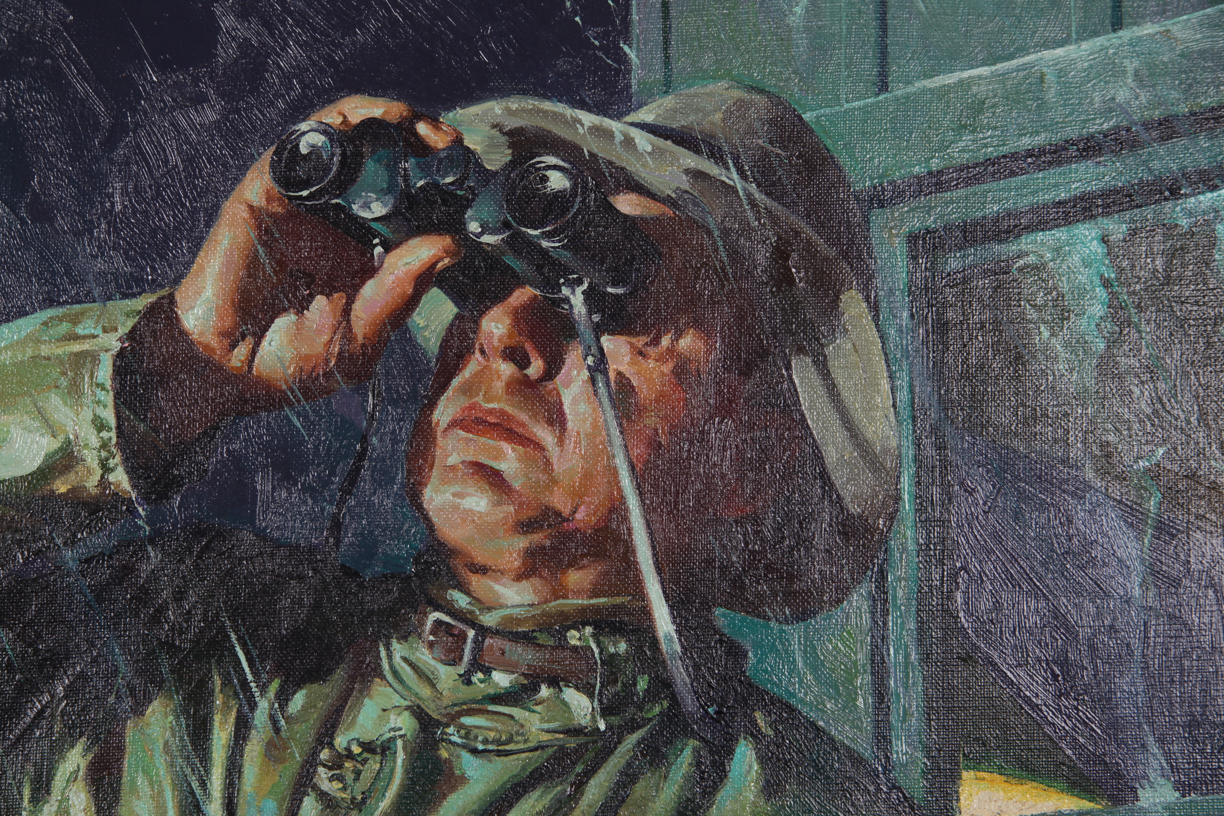 Harold Anderson Oil Painting On Canvas "Vigilant in the Storm"