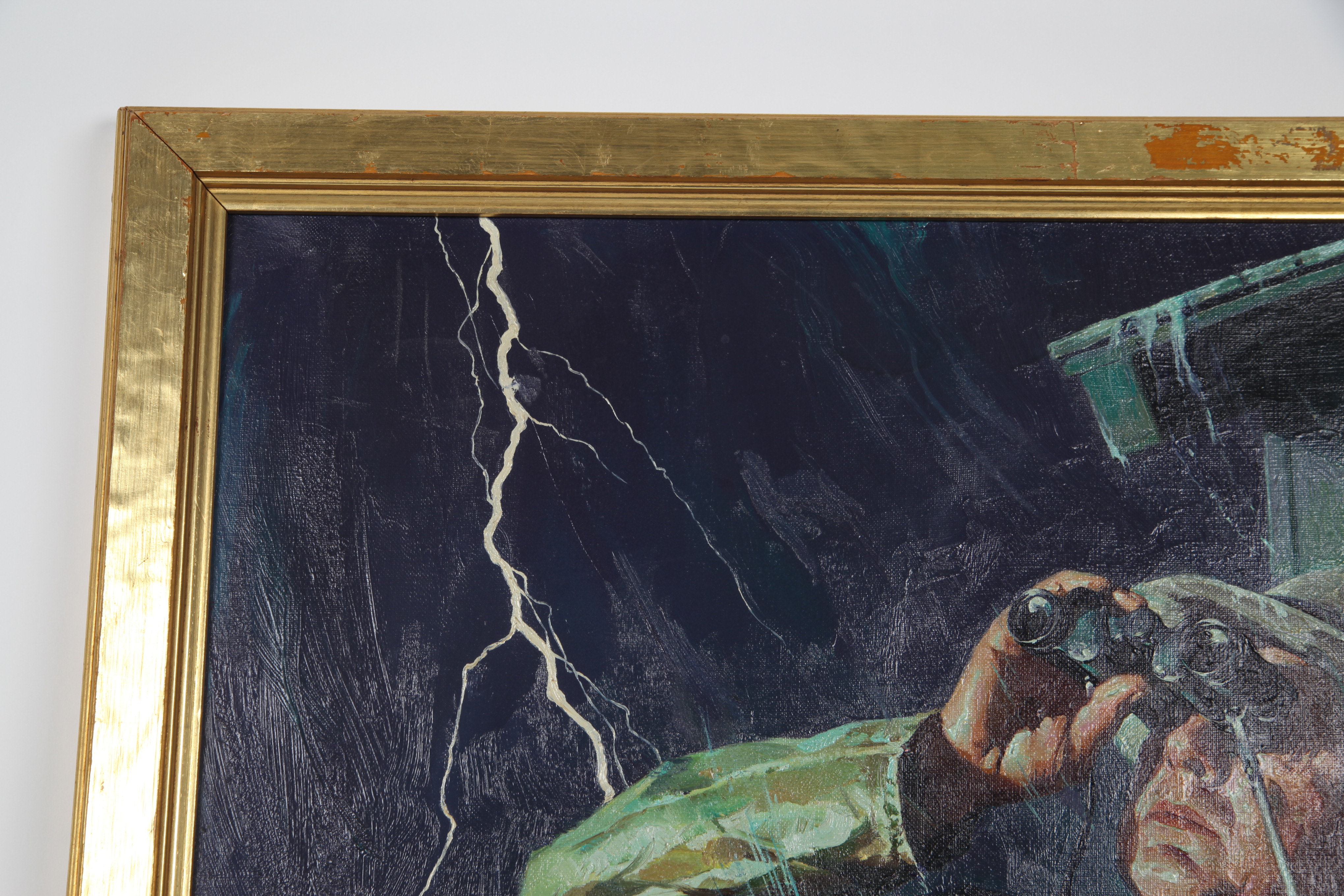 Harold Anderson Oil Painting On Canvas "Vigilant in the Storm"