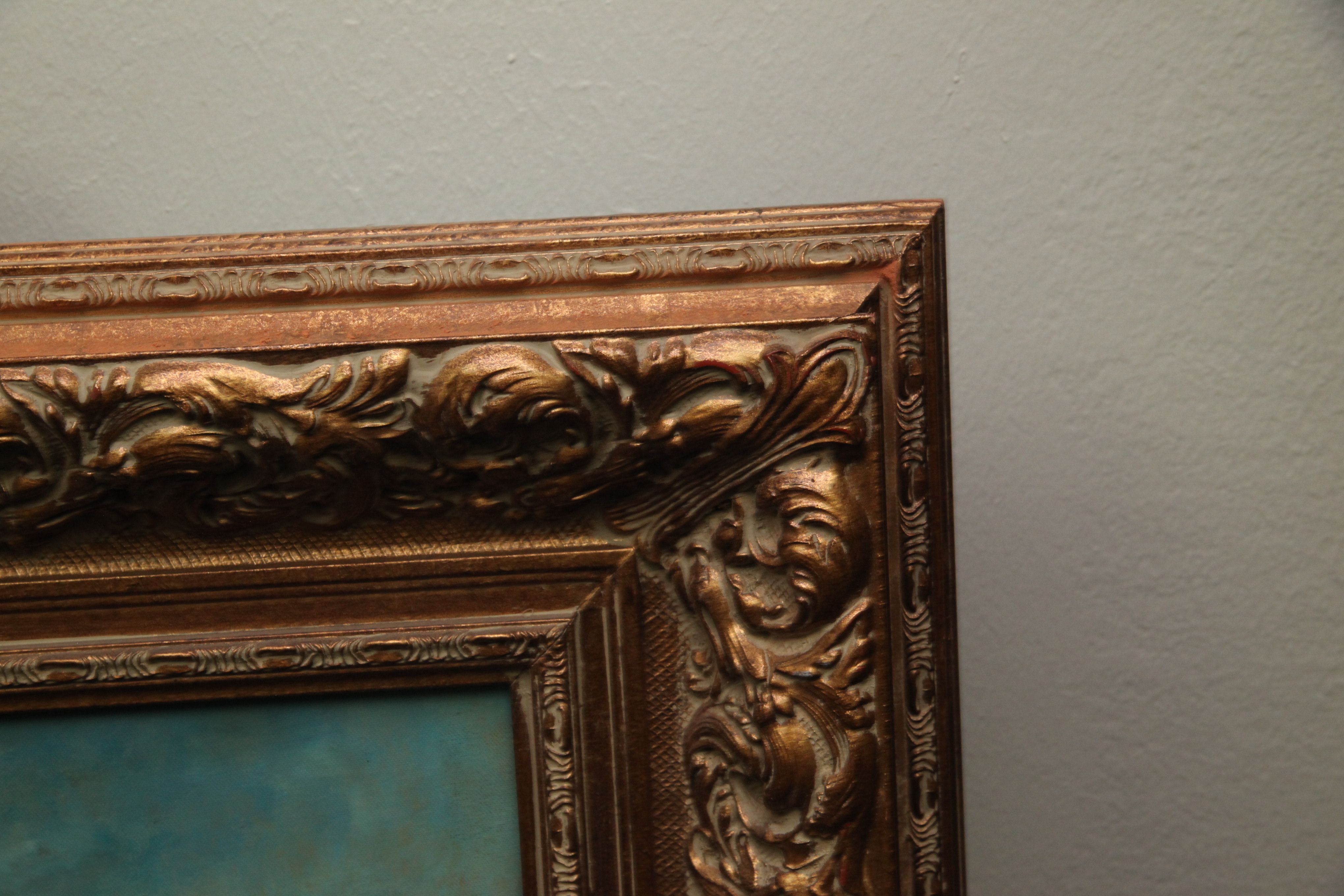 R. Grant Oil Painting of Egyptian Desert Landscape with Sphinxes and Lions