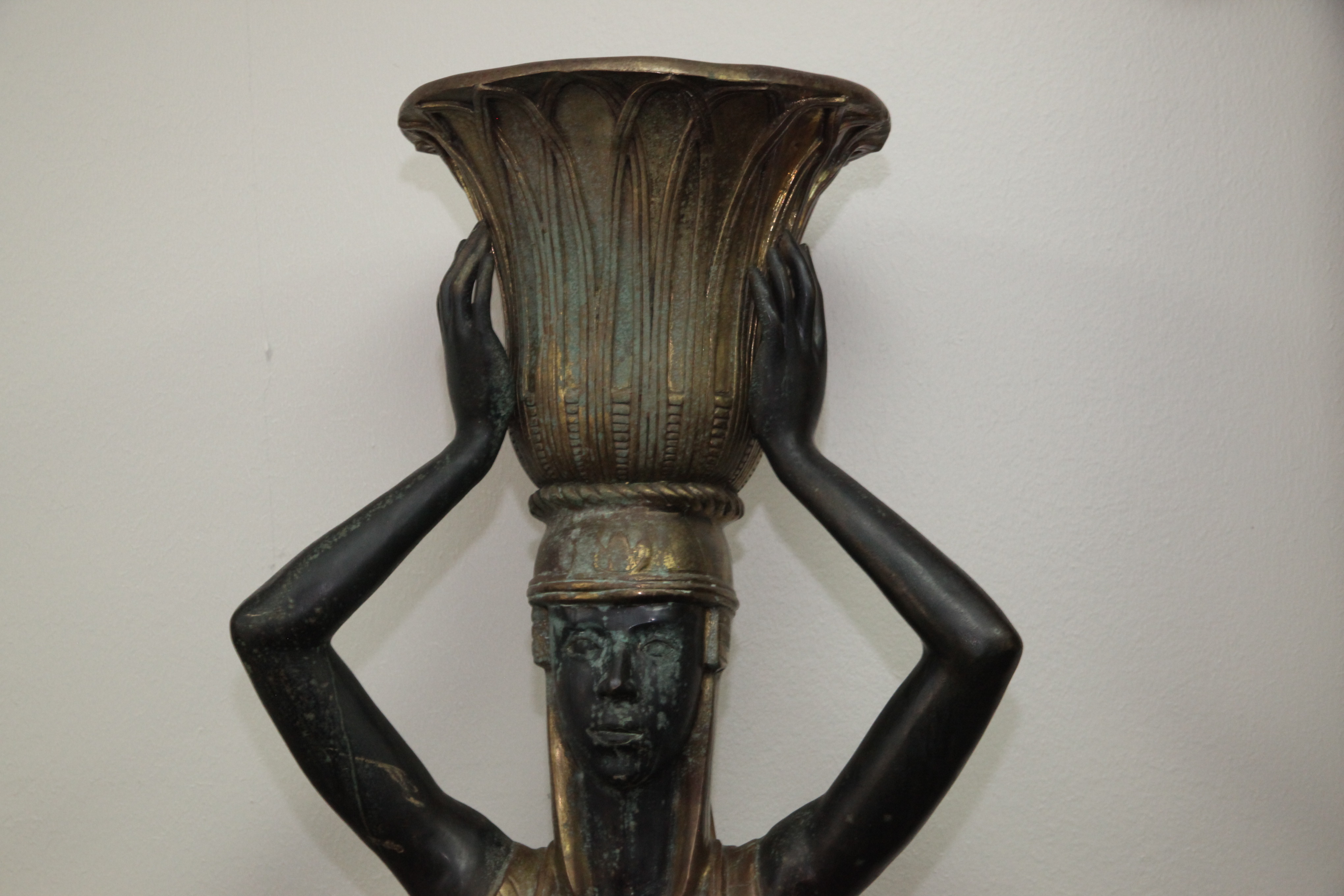 Metal Statue of Caryatid Figure with Vessel