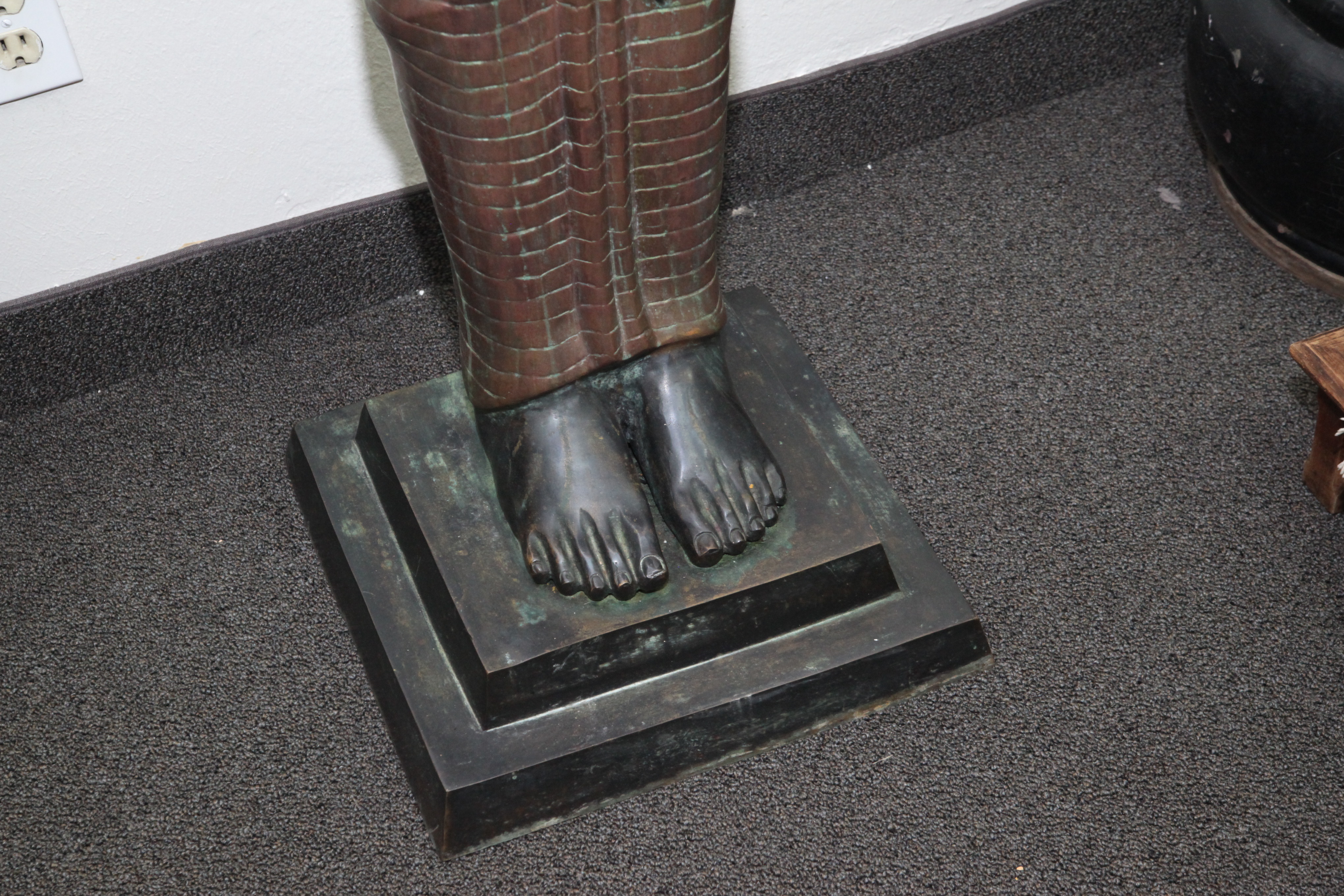 Metal Statue of Caryatid Figure with Vessel