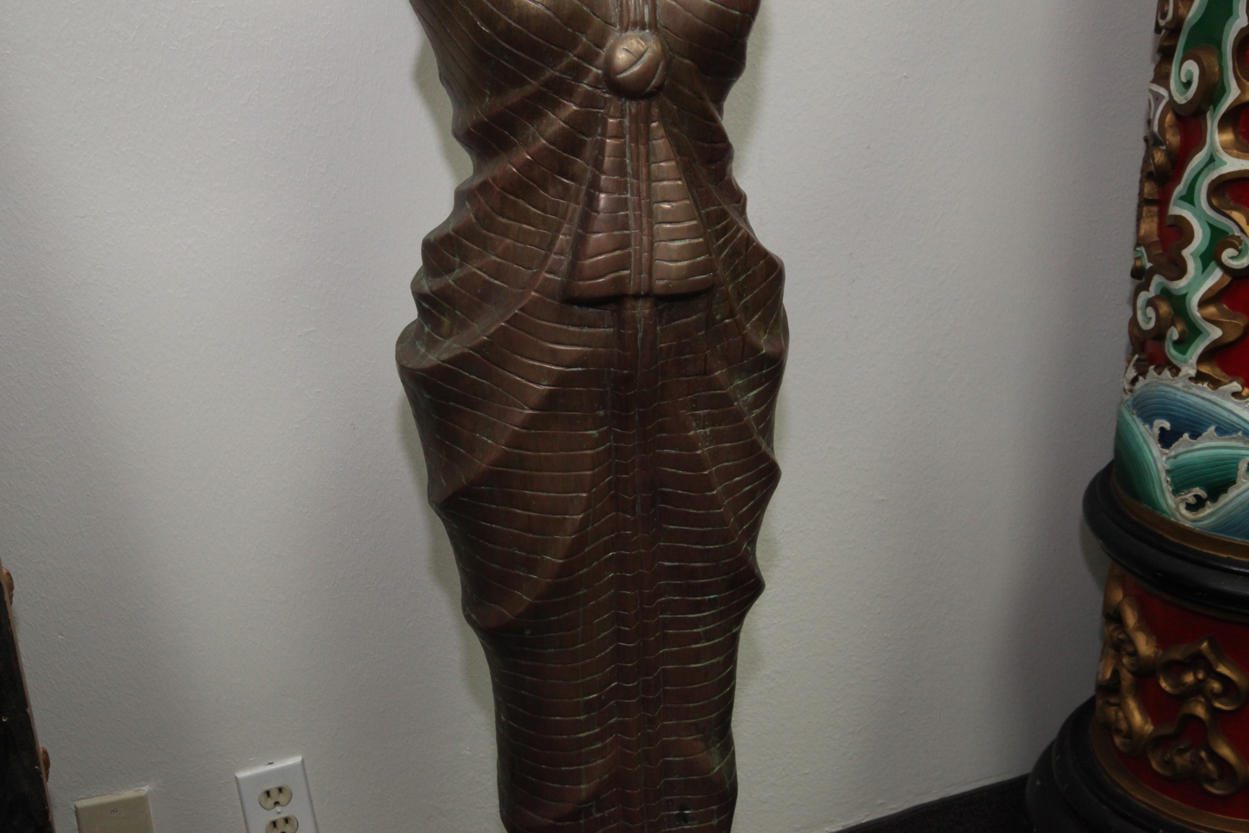 Metal Statue of Caryatid Figure with Vessel