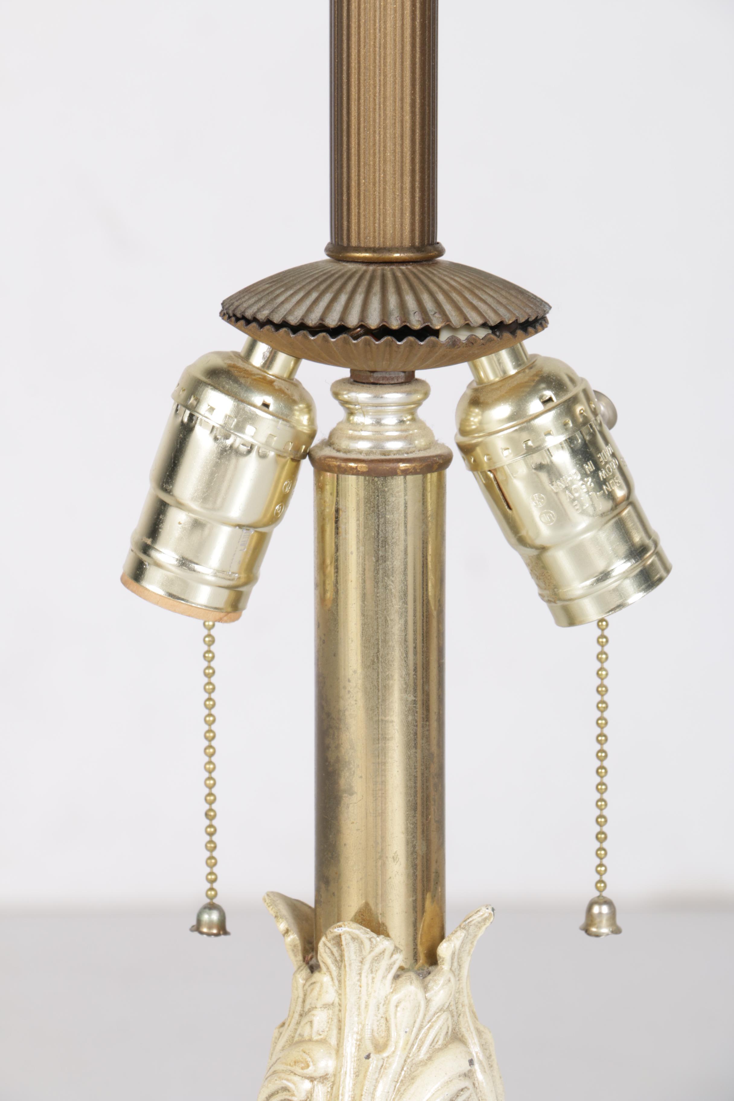 Vintage Metal, Marble and Glass Table Lamp