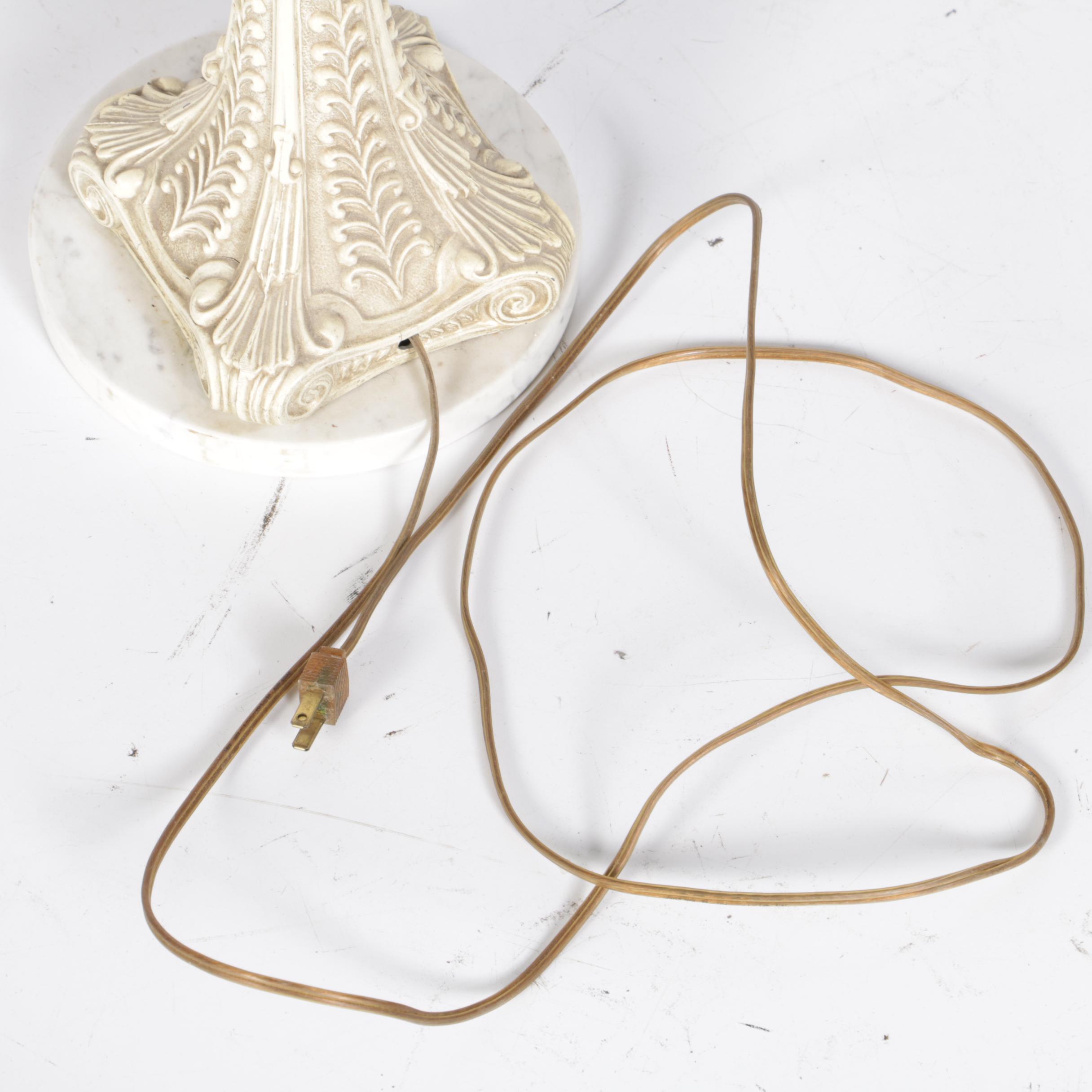 Vintage Metal, Marble and Glass Table Lamp