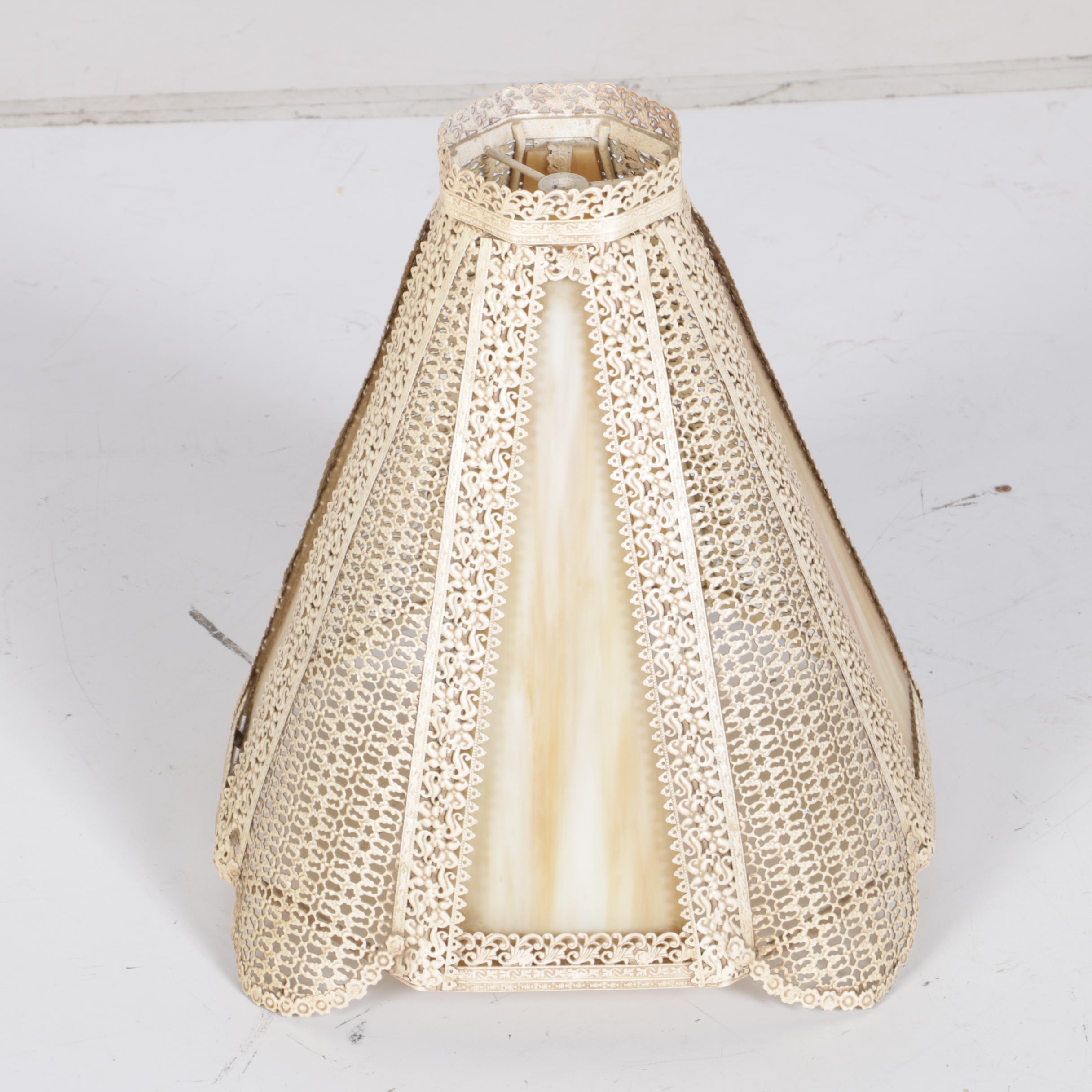 Vintage Metal, Marble and Glass Table Lamp