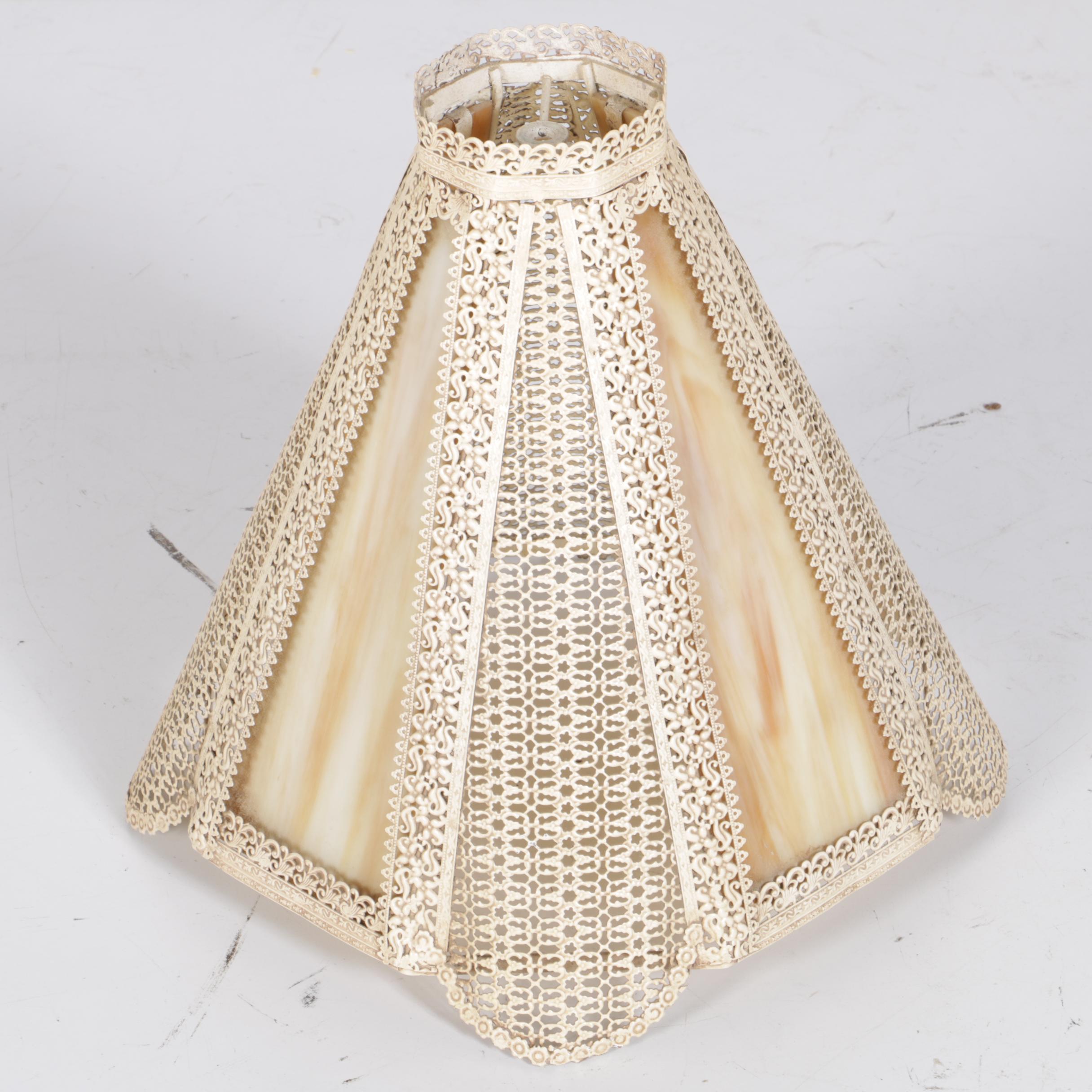 Vintage Metal, Marble and Glass Table Lamp