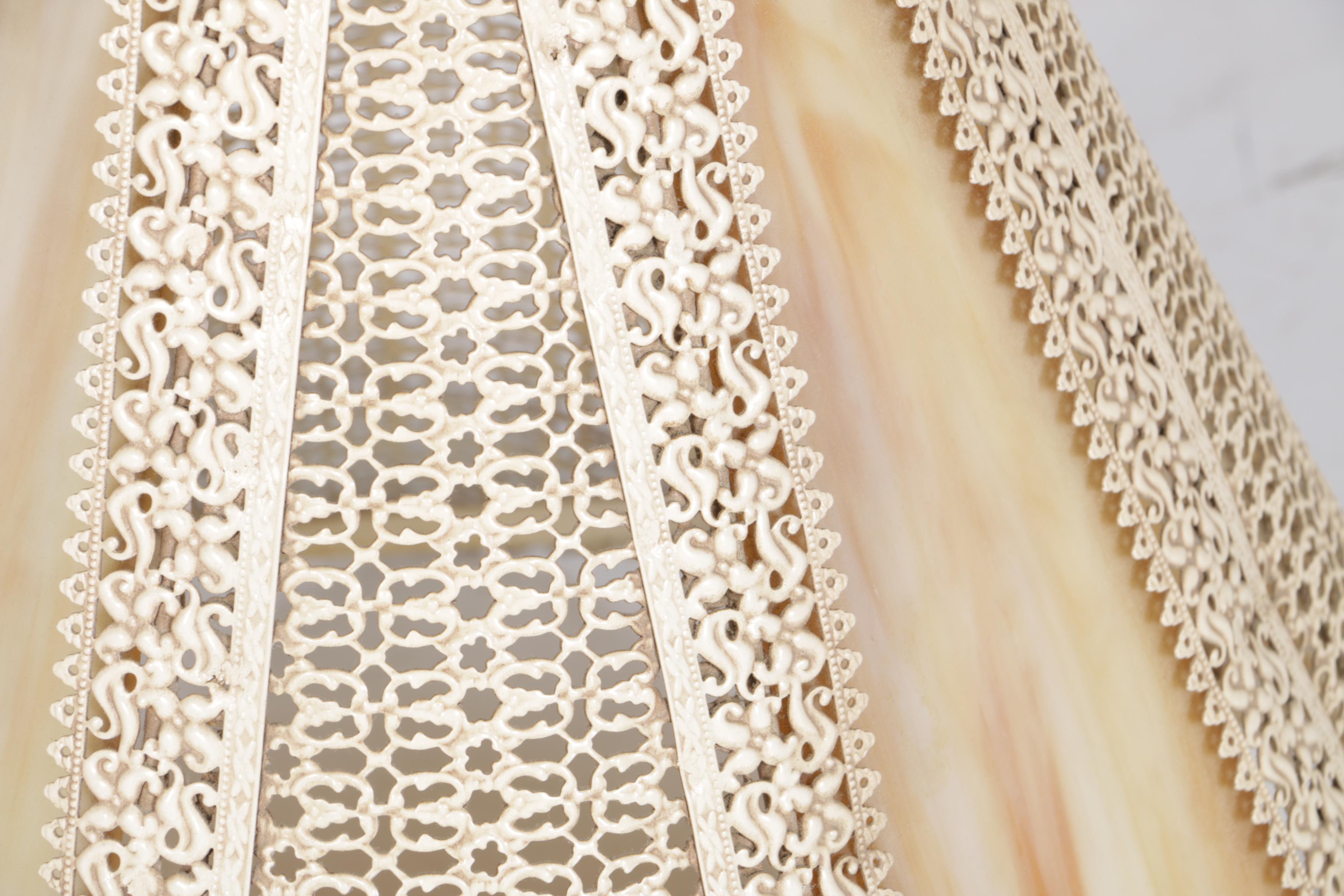 Vintage Metal, Marble and Glass Table Lamp