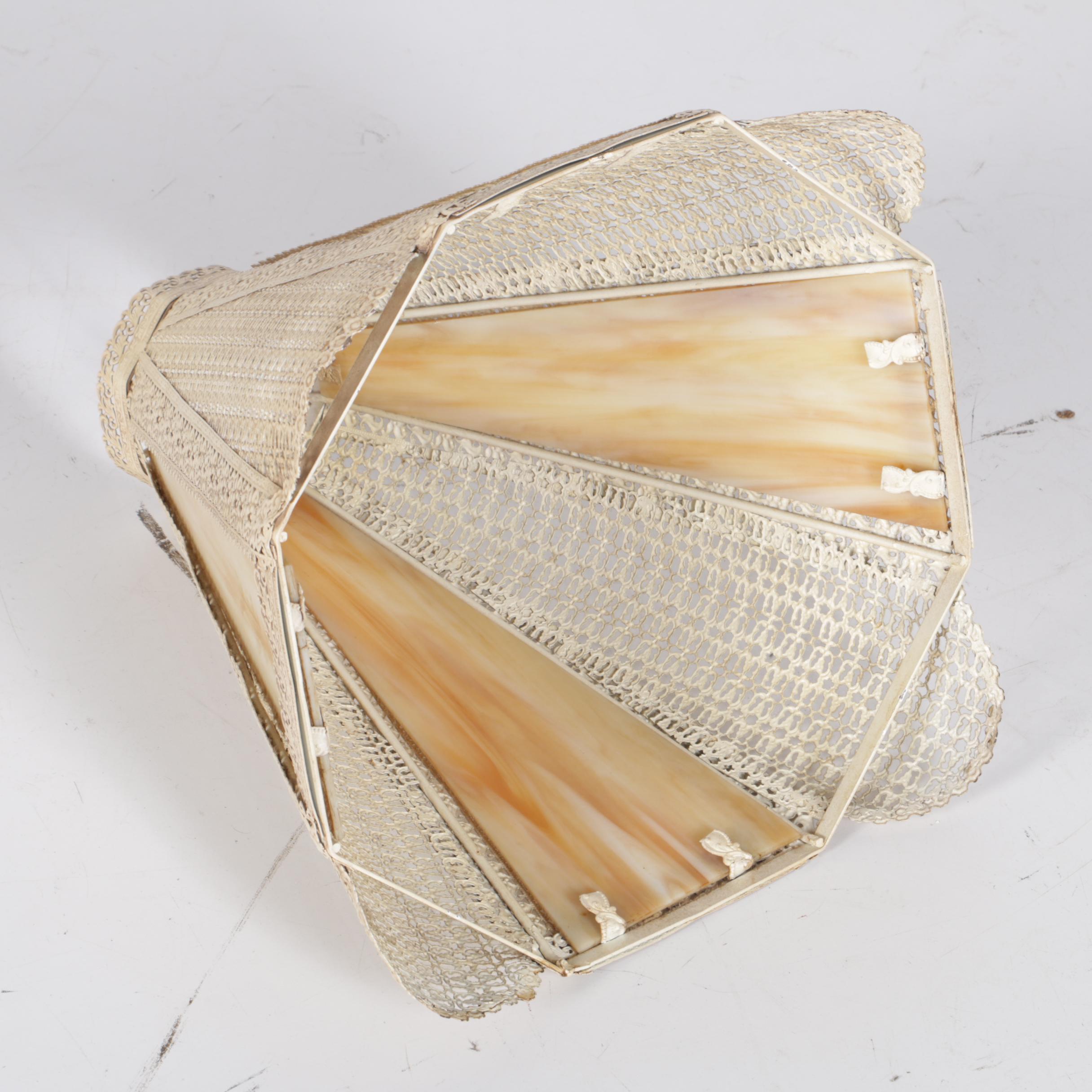 Vintage Metal, Marble and Glass Table Lamp