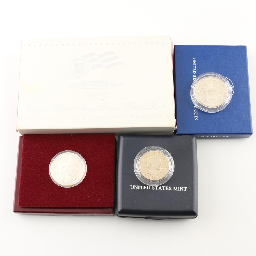 2007 U.S. Mint Silver Proof Set and Various Commemorative Coins
