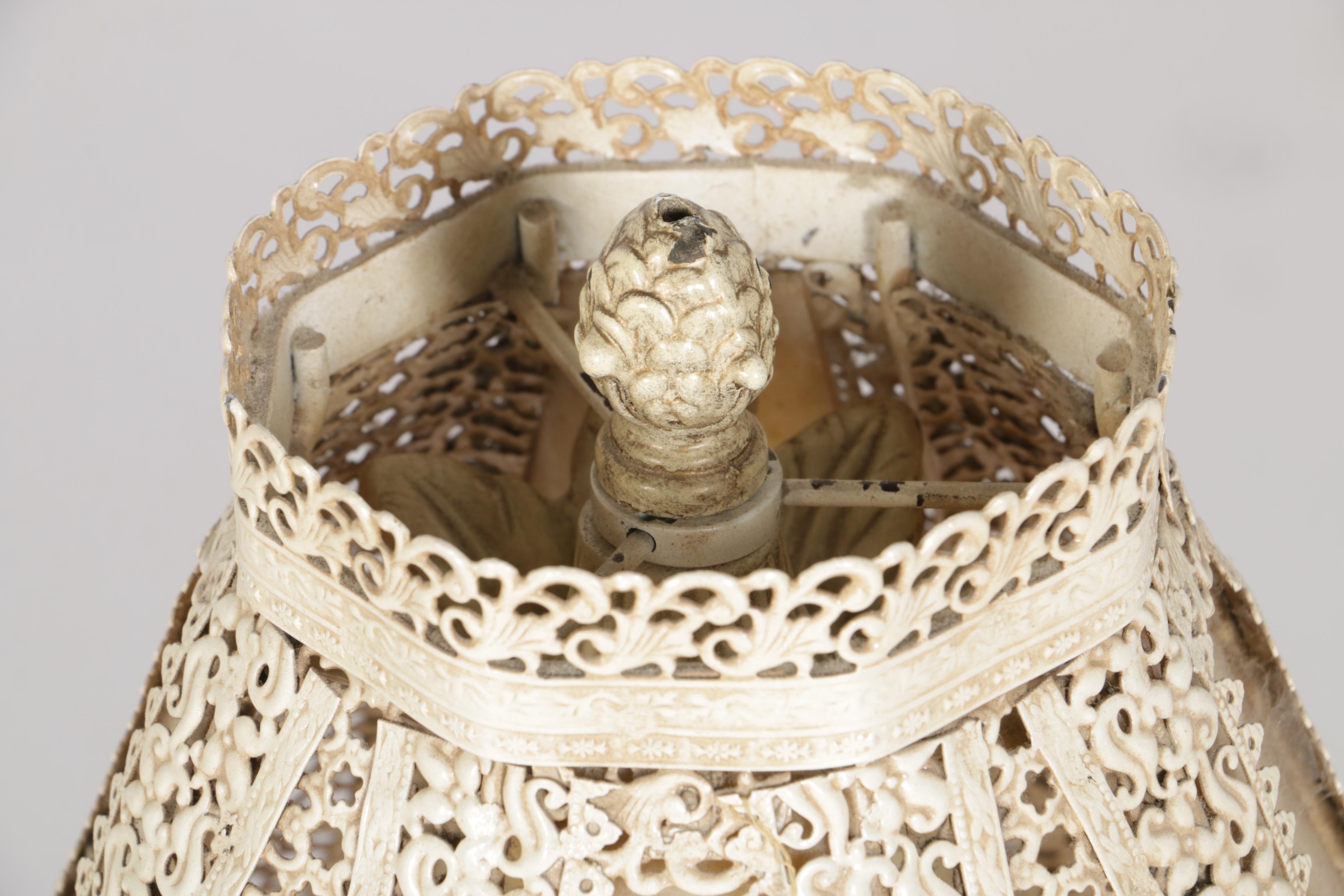 Vintage Metal, Marble and Glass Table Lamp