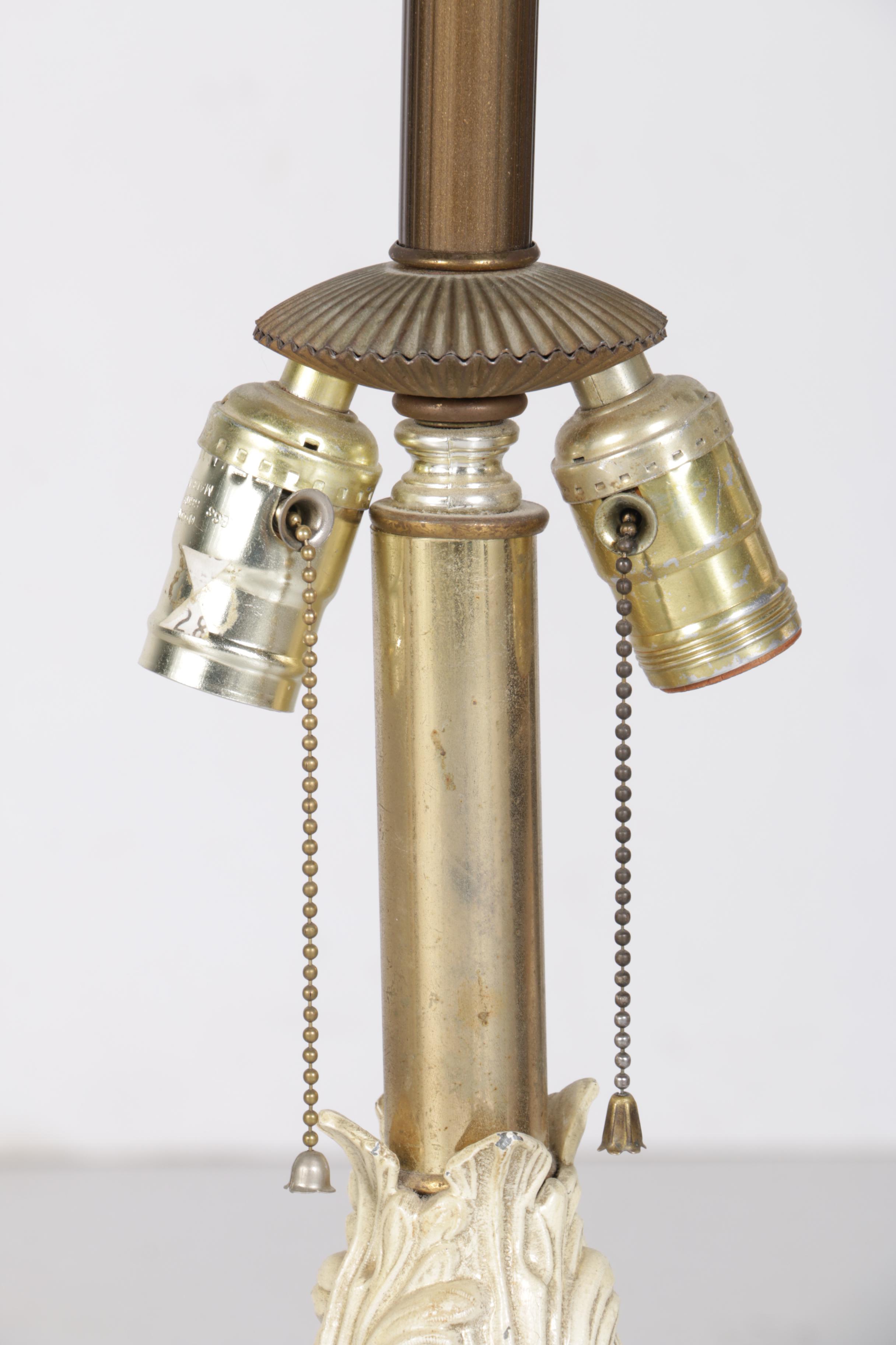 Vintage Metal, Marble and Glass Table Lamp