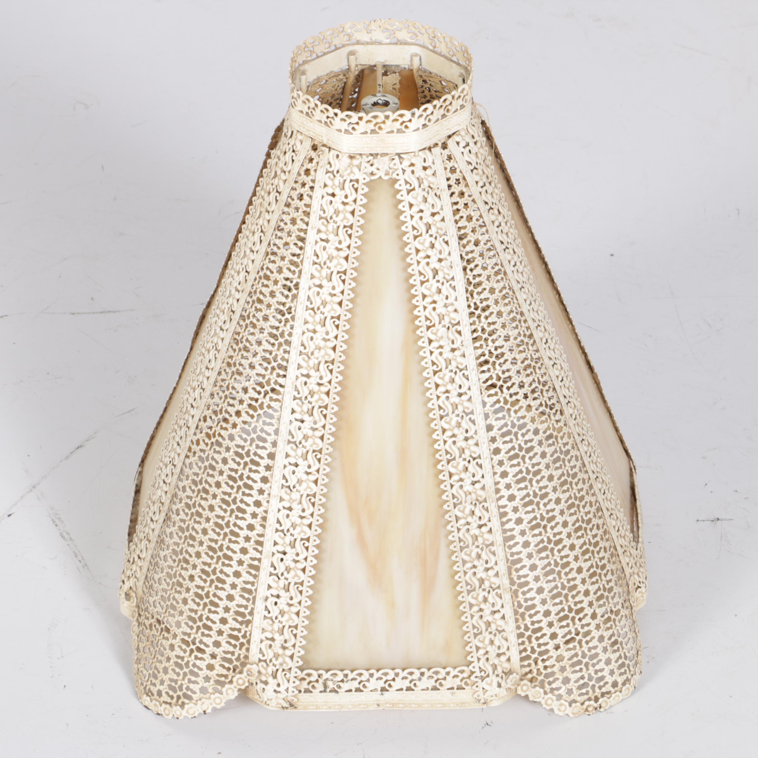 Vintage Metal, Marble and Glass Table Lamp