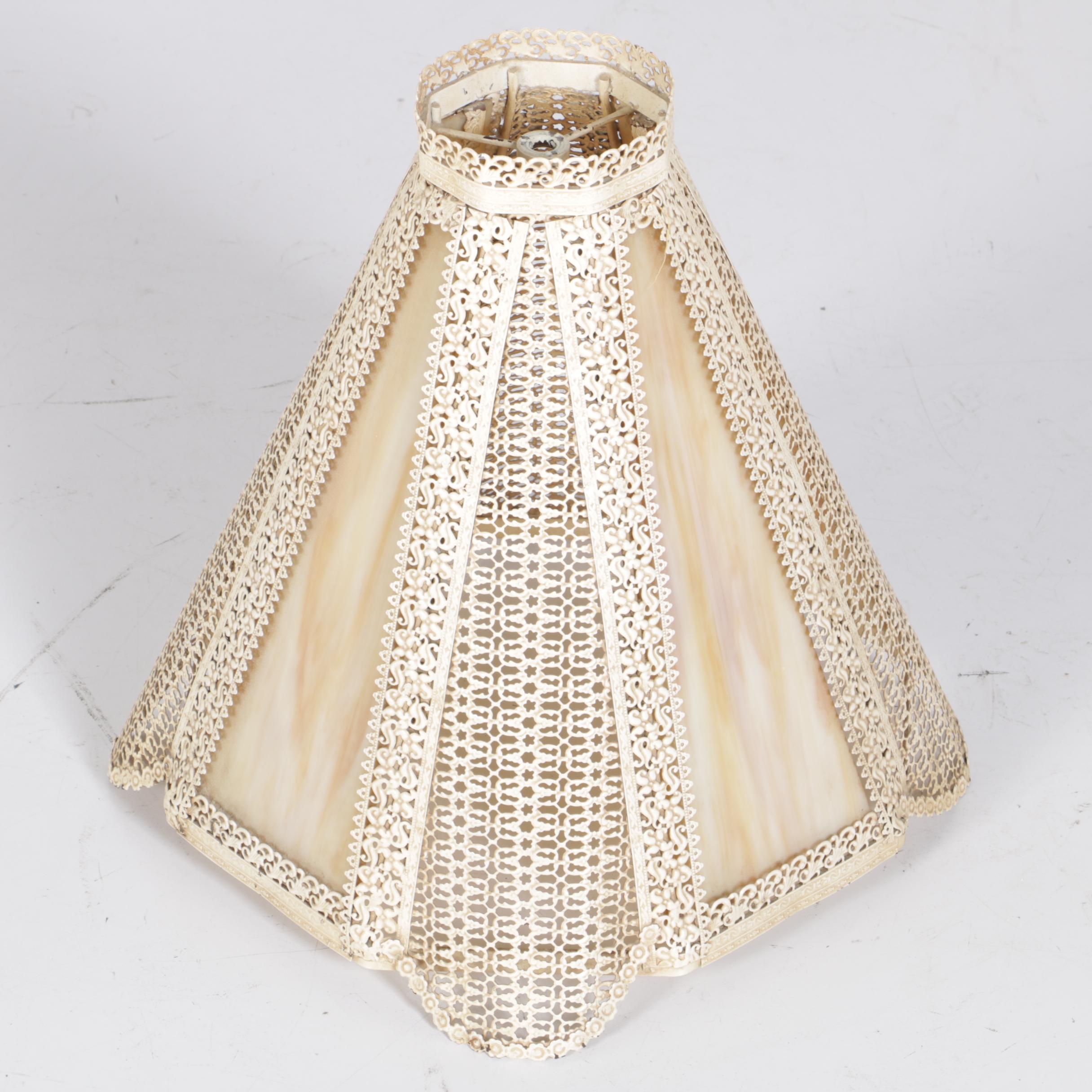 Vintage Metal, Marble and Glass Table Lamp