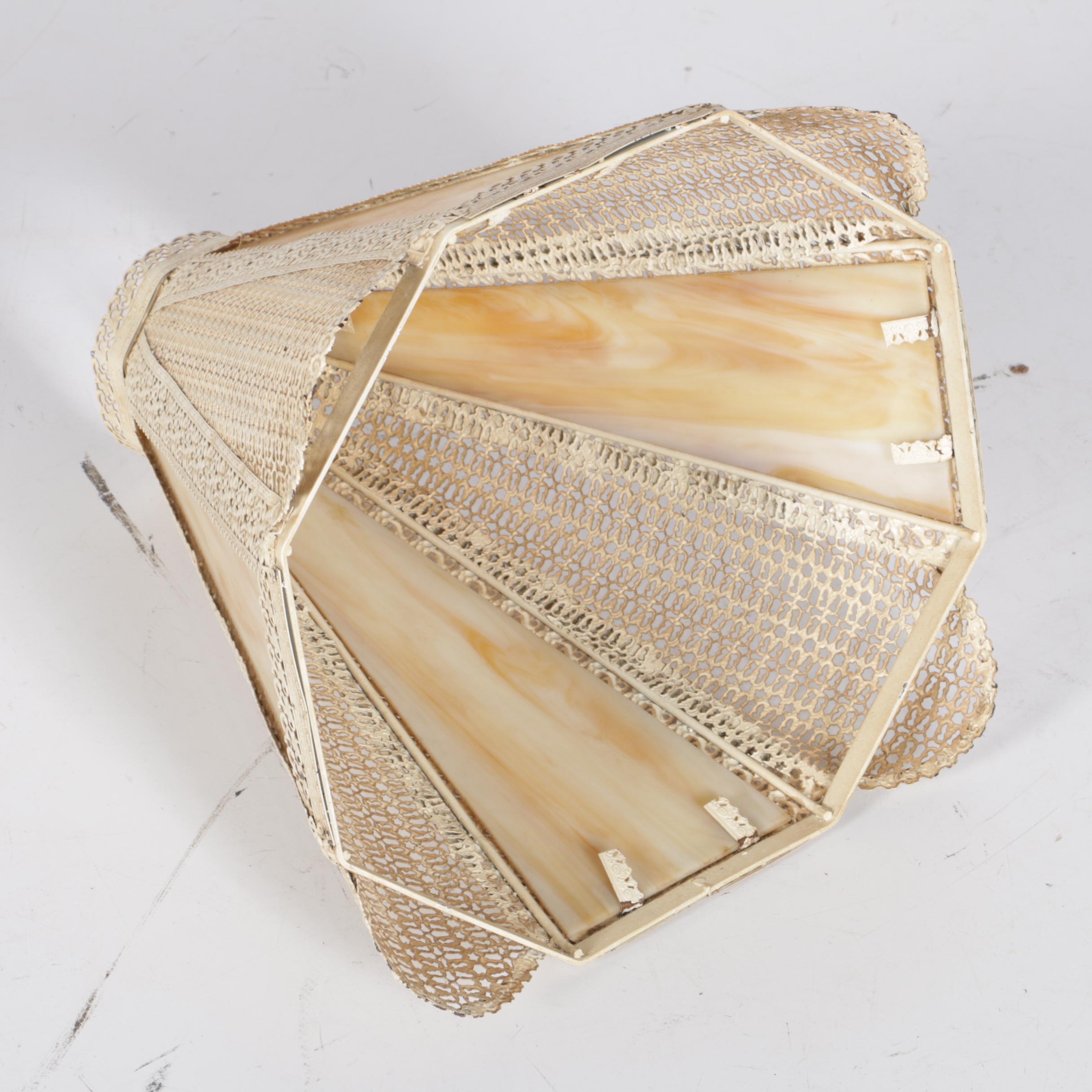 Vintage Metal, Marble and Glass Table Lamp