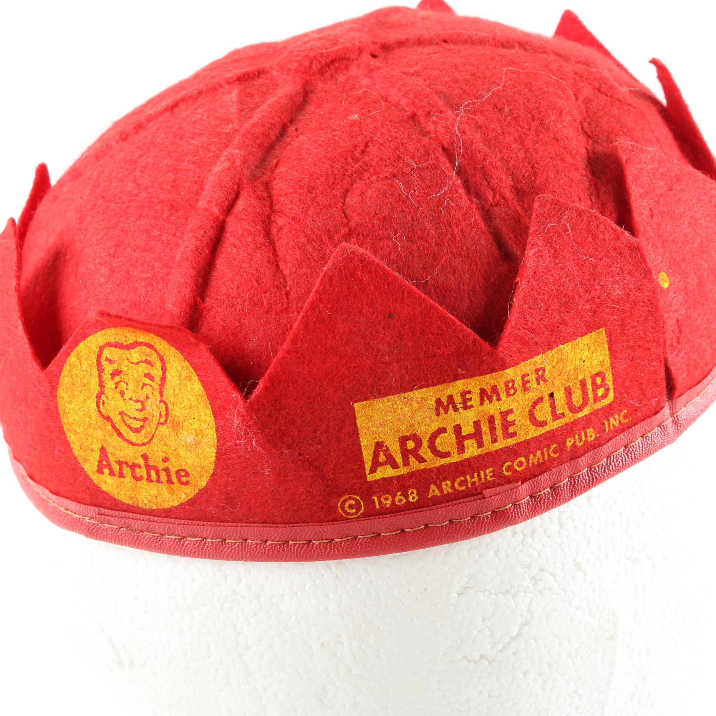 Circa 1960-70s Vintage Felt Caps Including Archie Fan Club Whoopee Cap