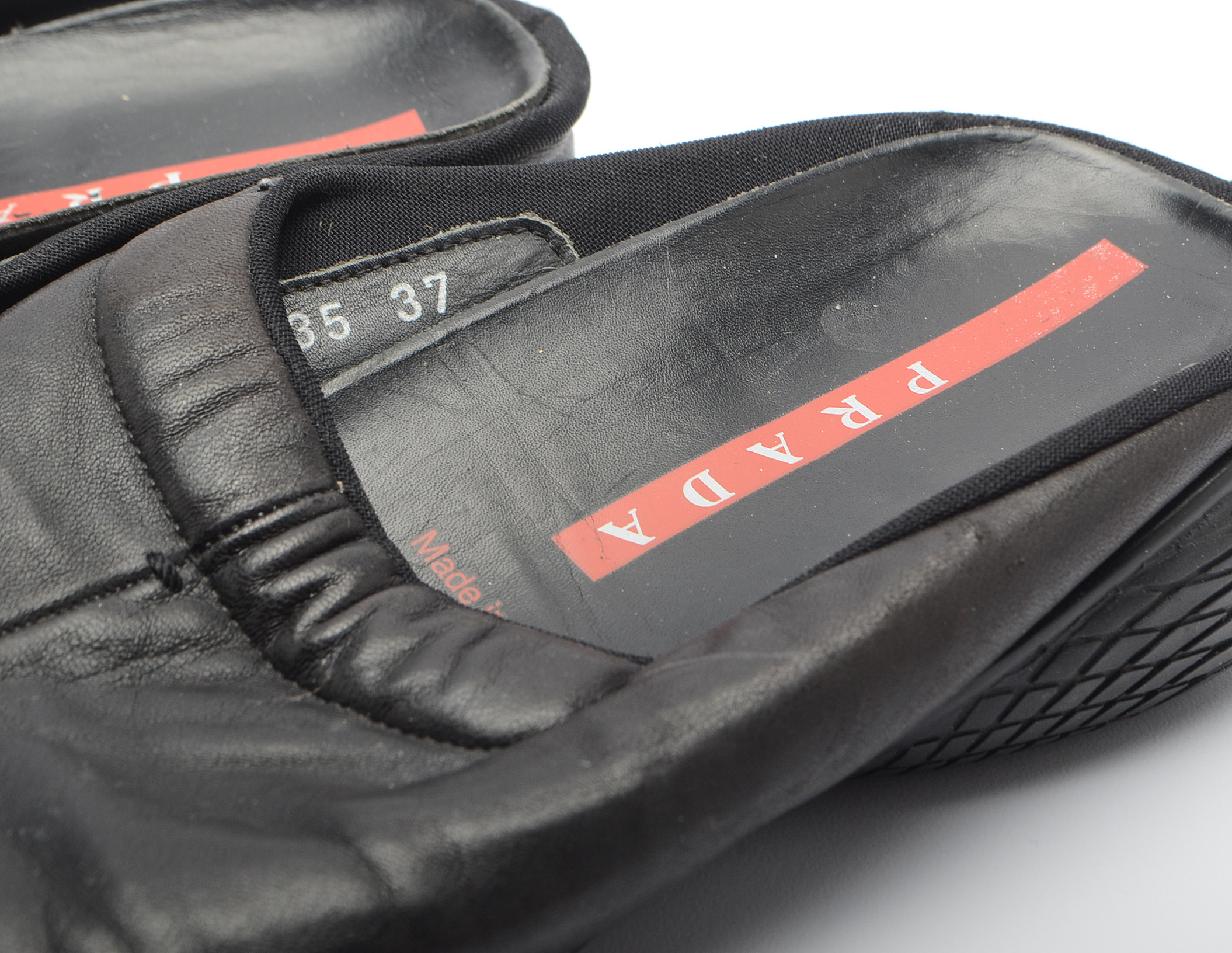 Prada Black and Red Leather Mules