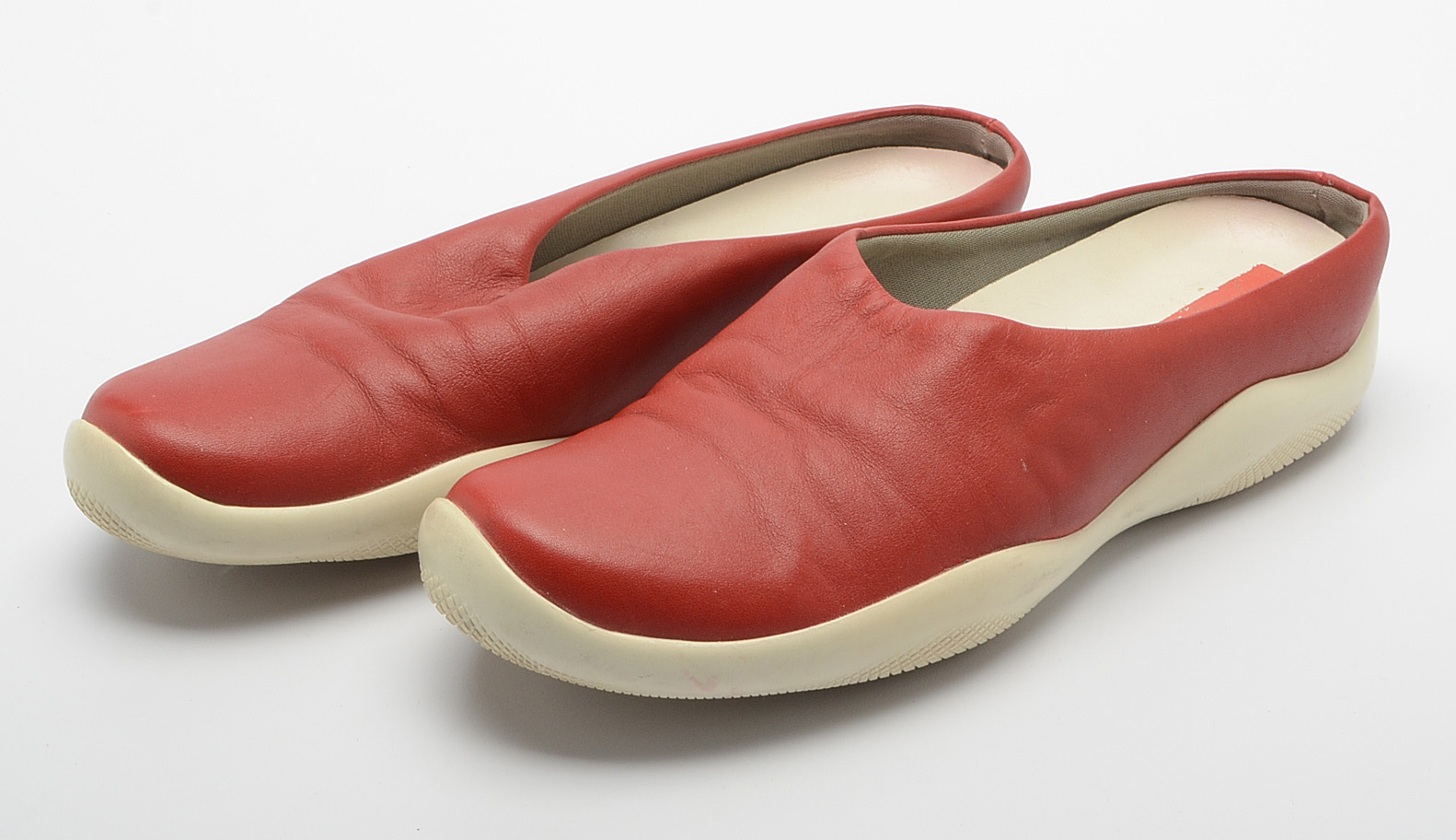 Prada Black and Red Leather Mules