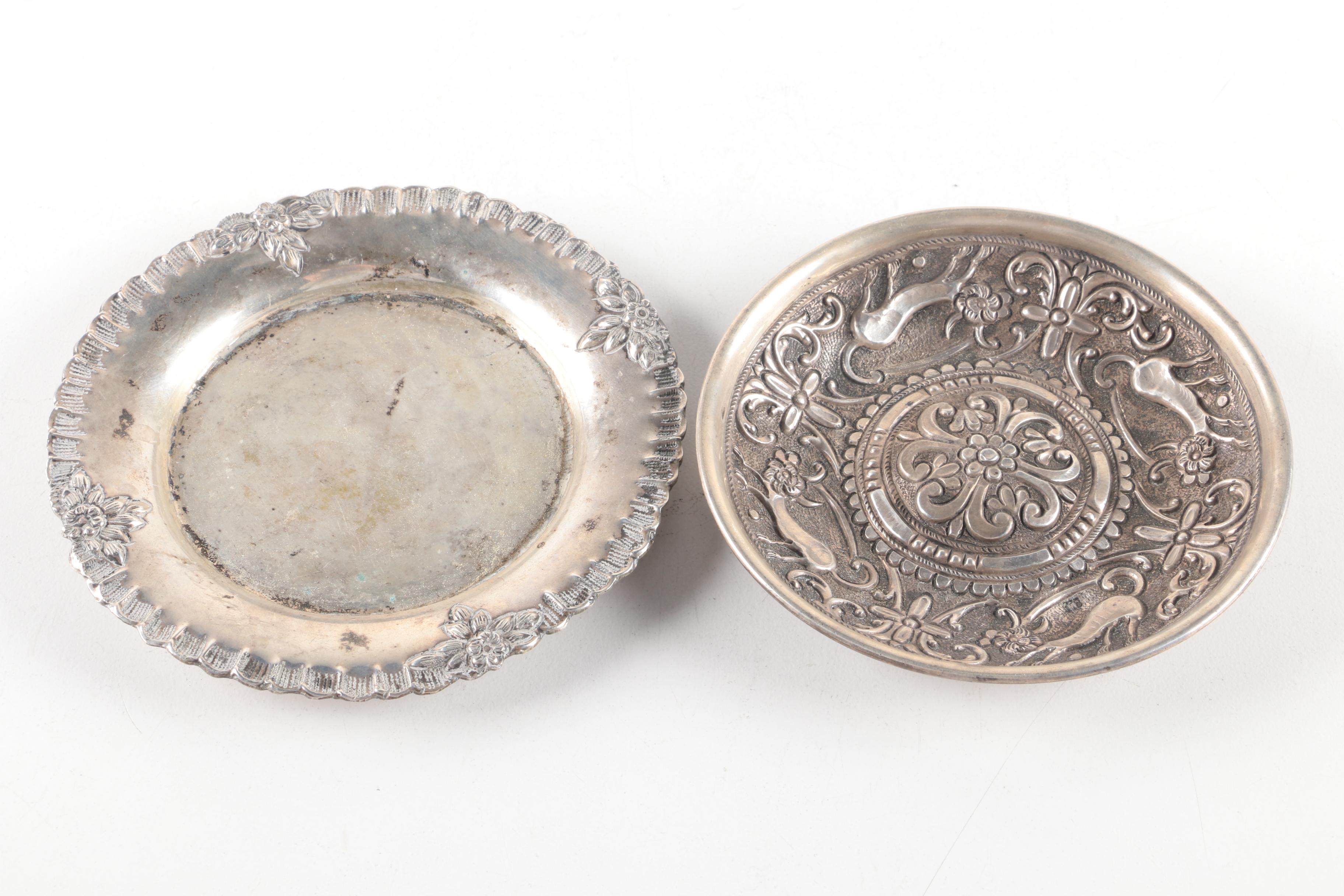 Ornate 800 Silver Saucer and Assorted 800 Silver Dishes