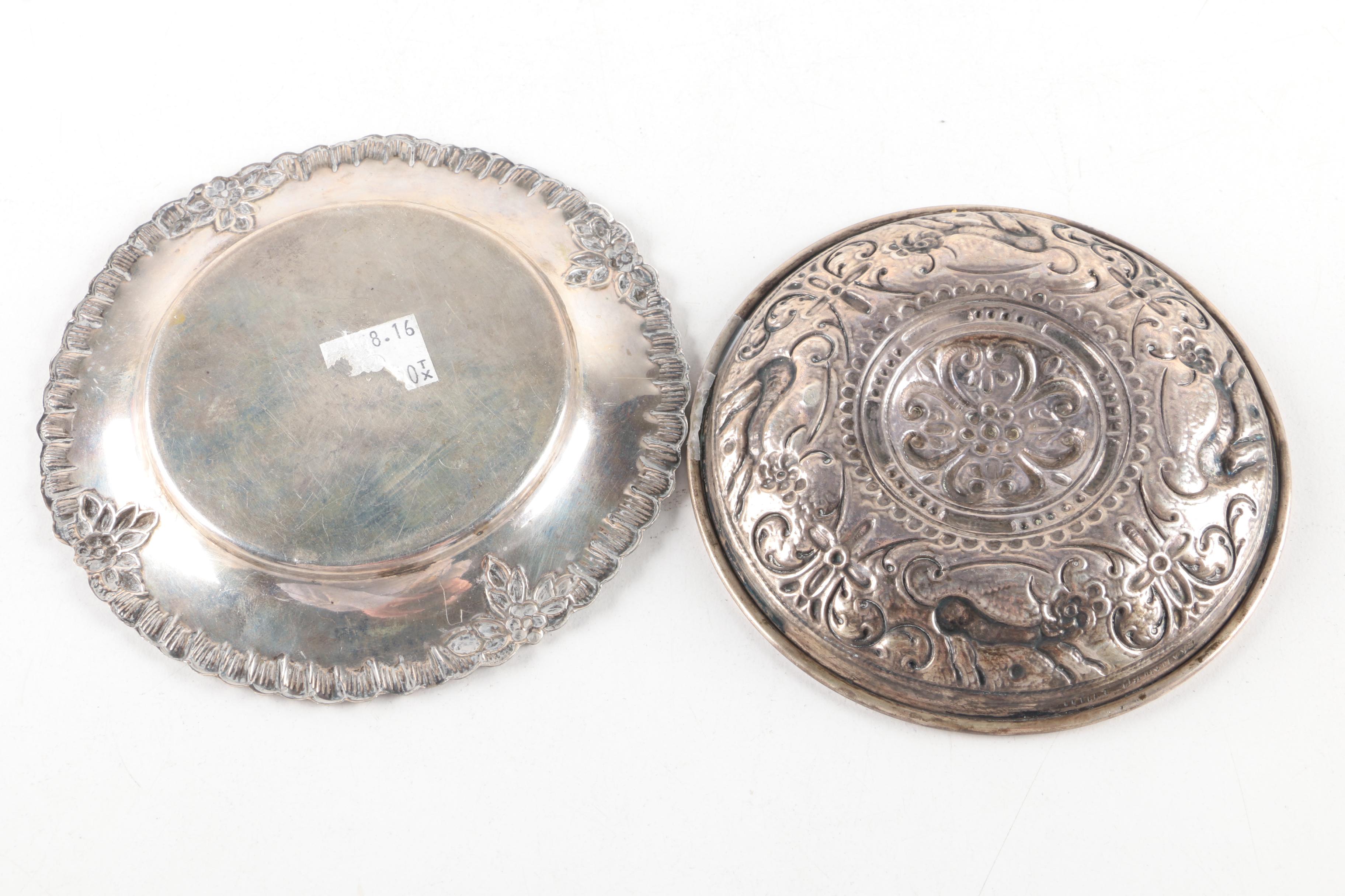 Ornate 800 Silver Saucer and Assorted 800 Silver Dishes