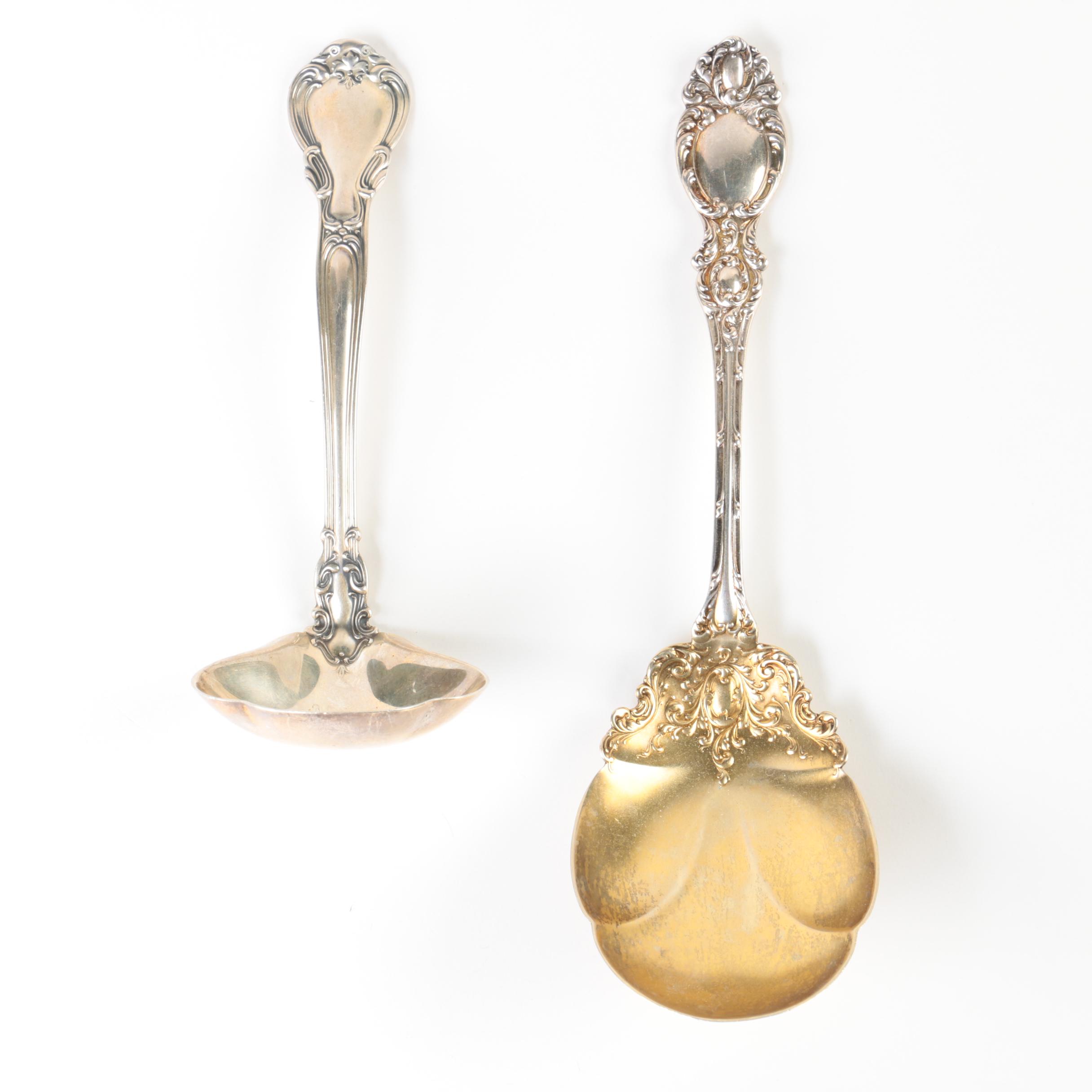 Wallace "Lucerne" and Gorham "Chantilly" Sterling Silver Serving Spoons