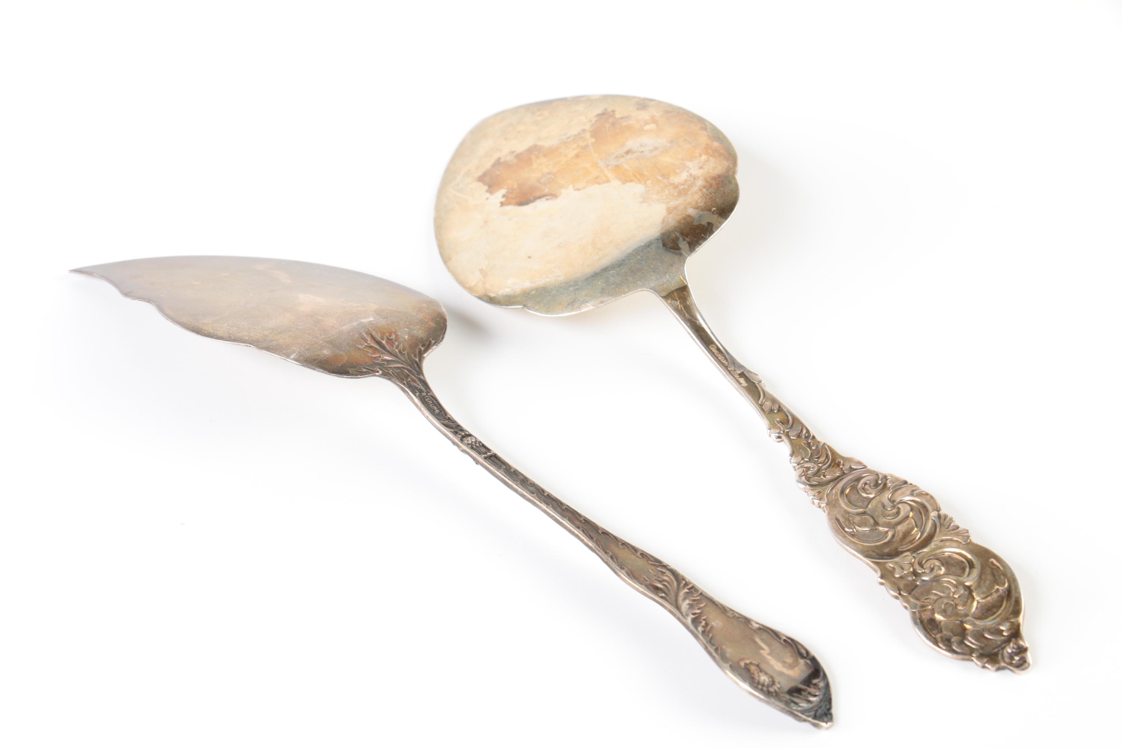 Amston "Gladstone" Sterling Silver Dessert Server and Sterling Silver Server