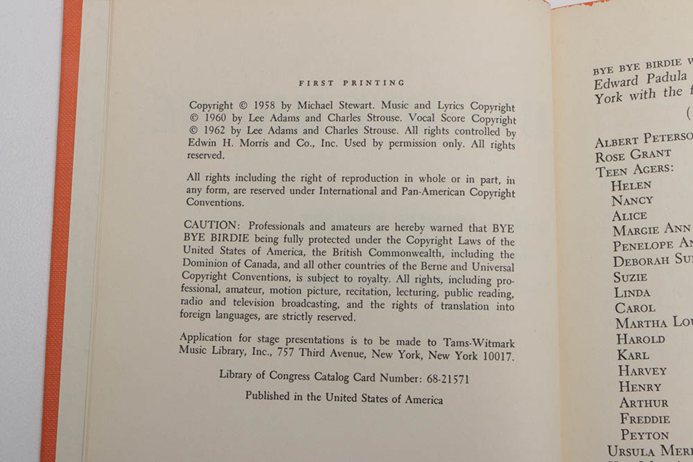 1962 First Trade Edition "Bye Bye Birdie"