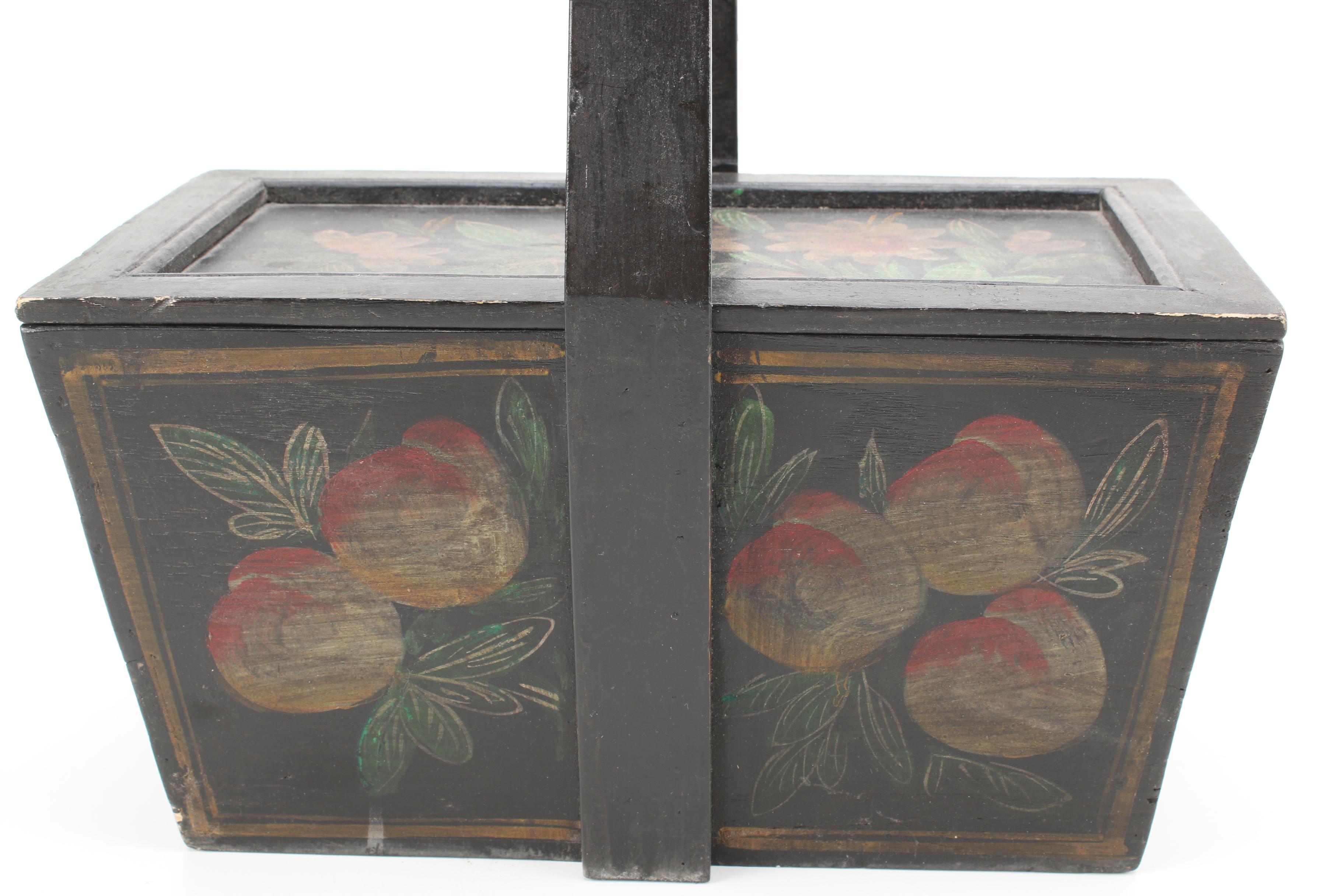 Hand-Painted Wood Handled Basket